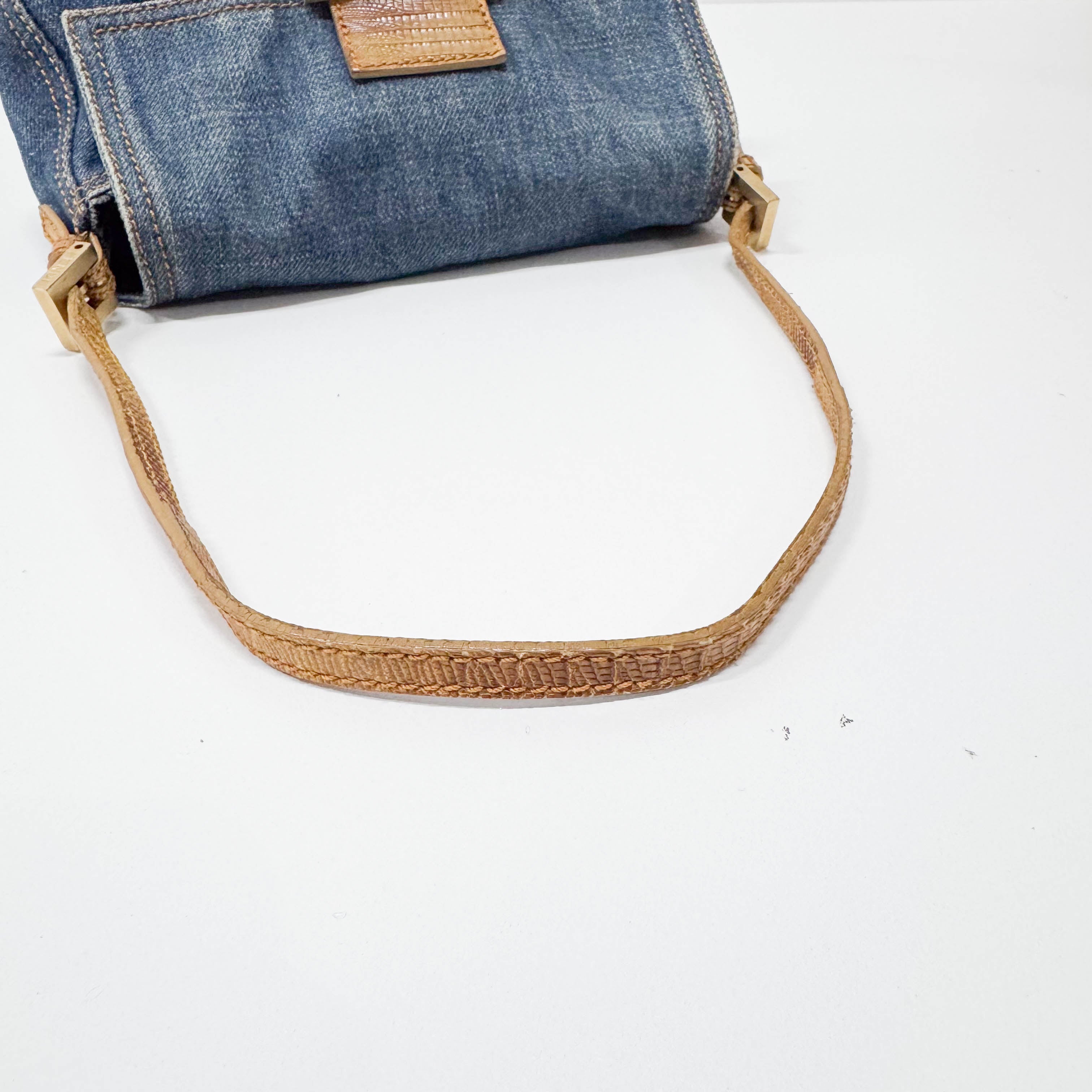 Mini Mamma Baguette Blue Denim Shoulder Bag