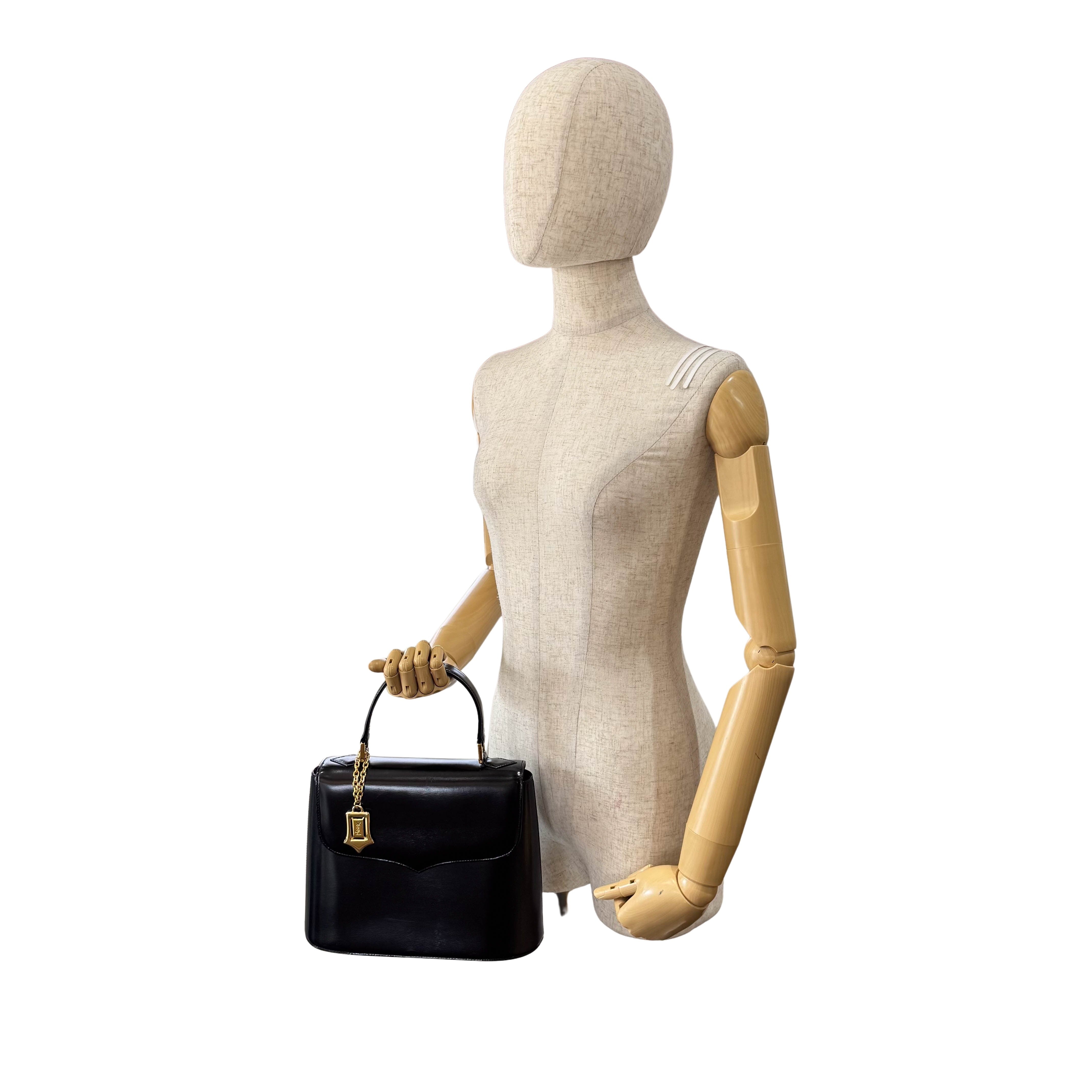 Archive Black Leather Top Handle Bag