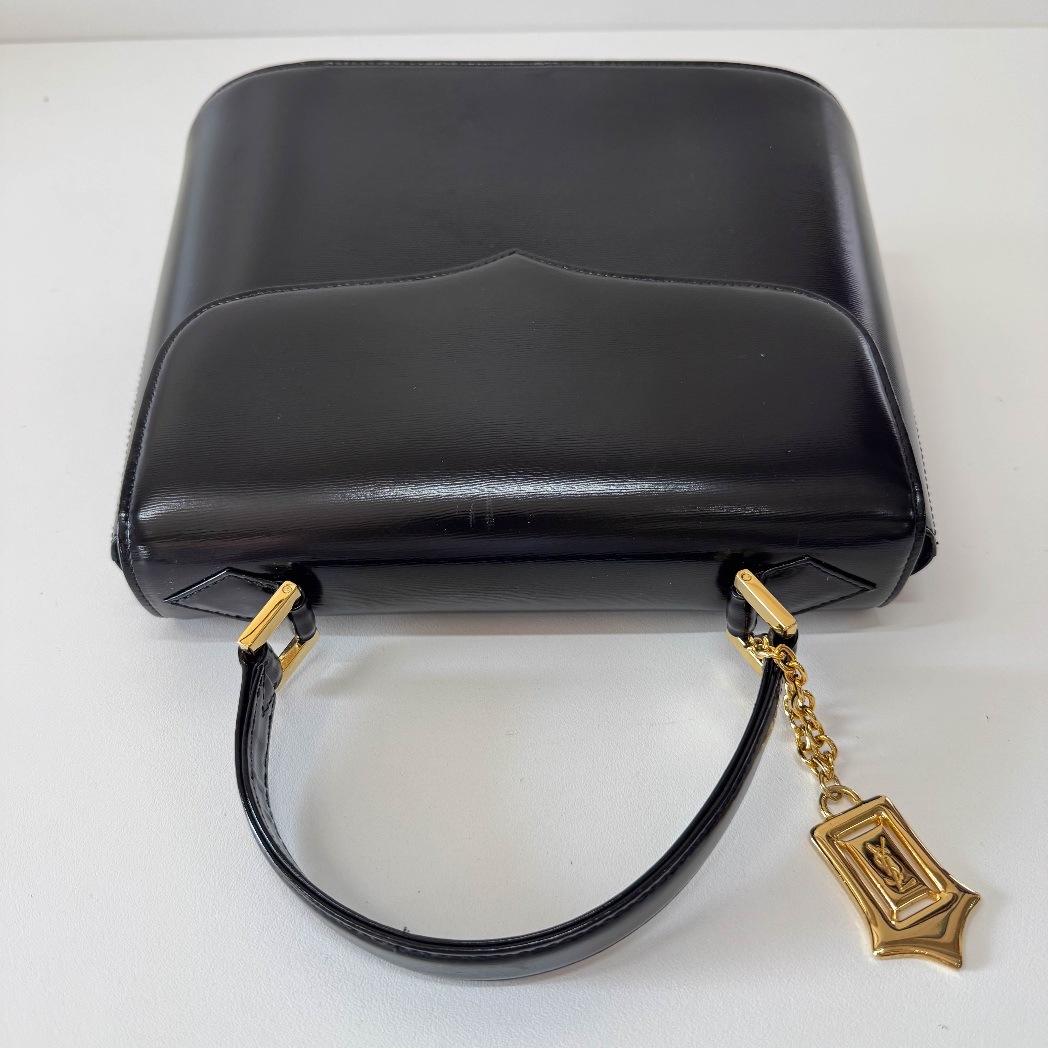 Archive Black Leather Top Handle Bag
