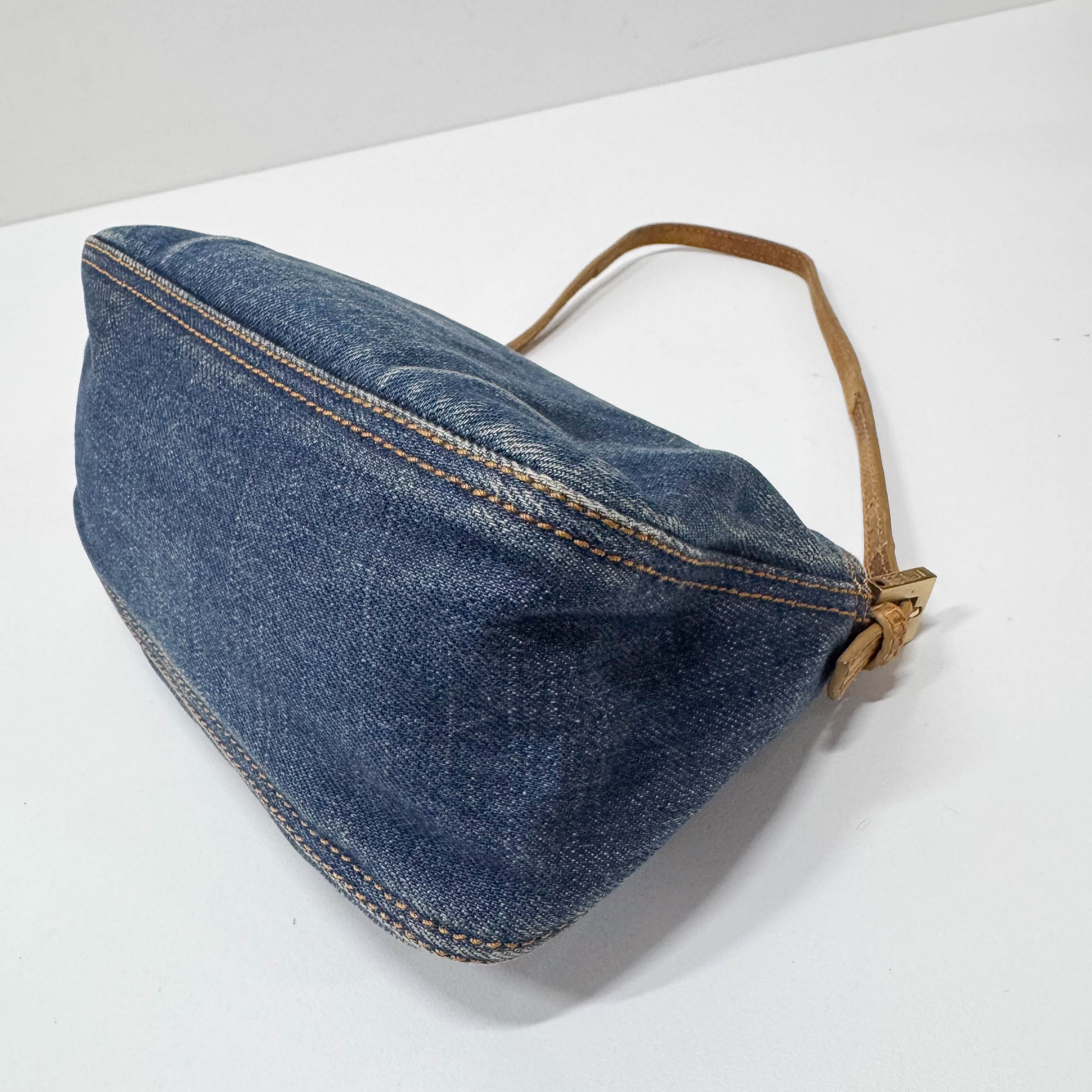 Mini Mamma Baguette Blue Denim Shoulder Bag