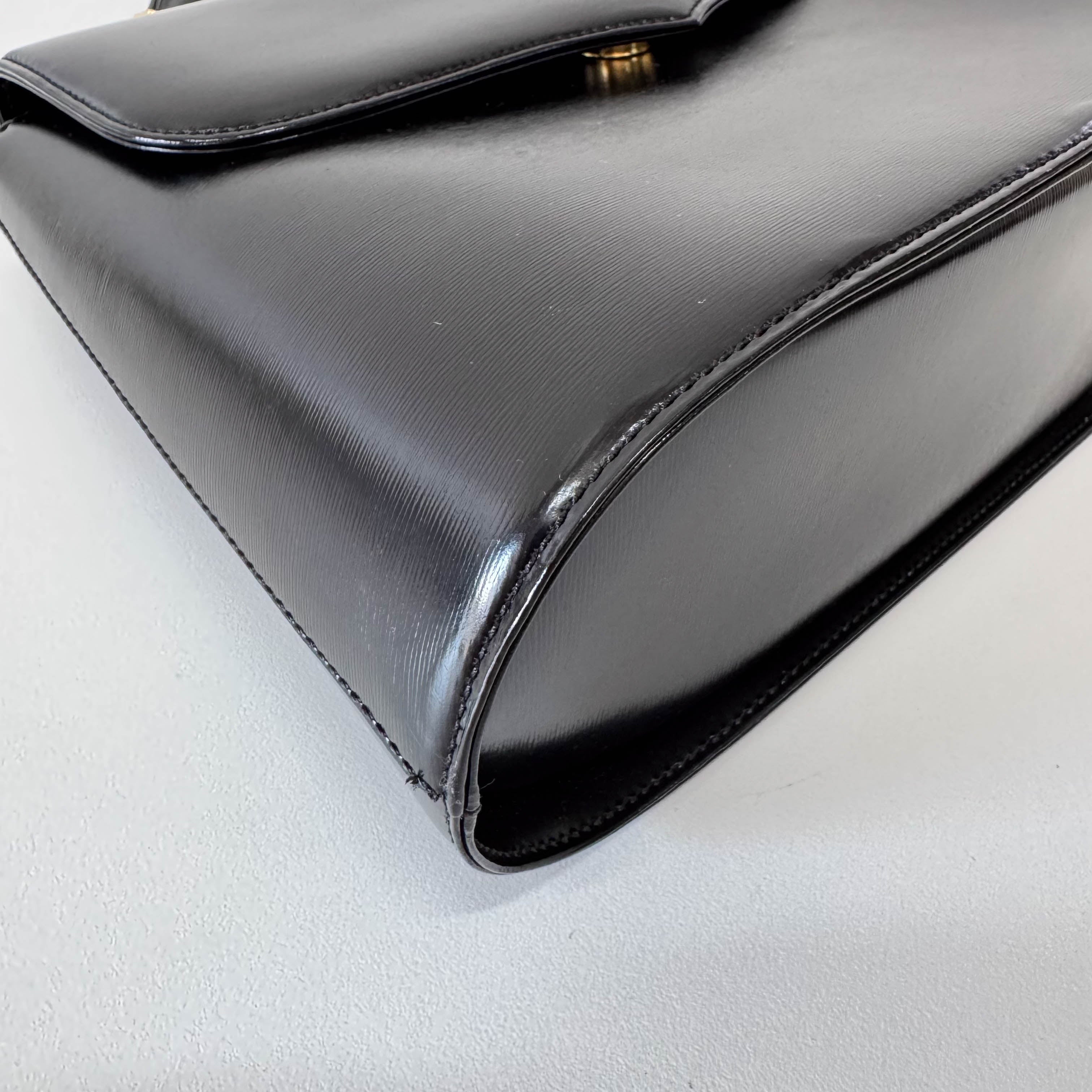 Archive Black Leather Top Handle Bag