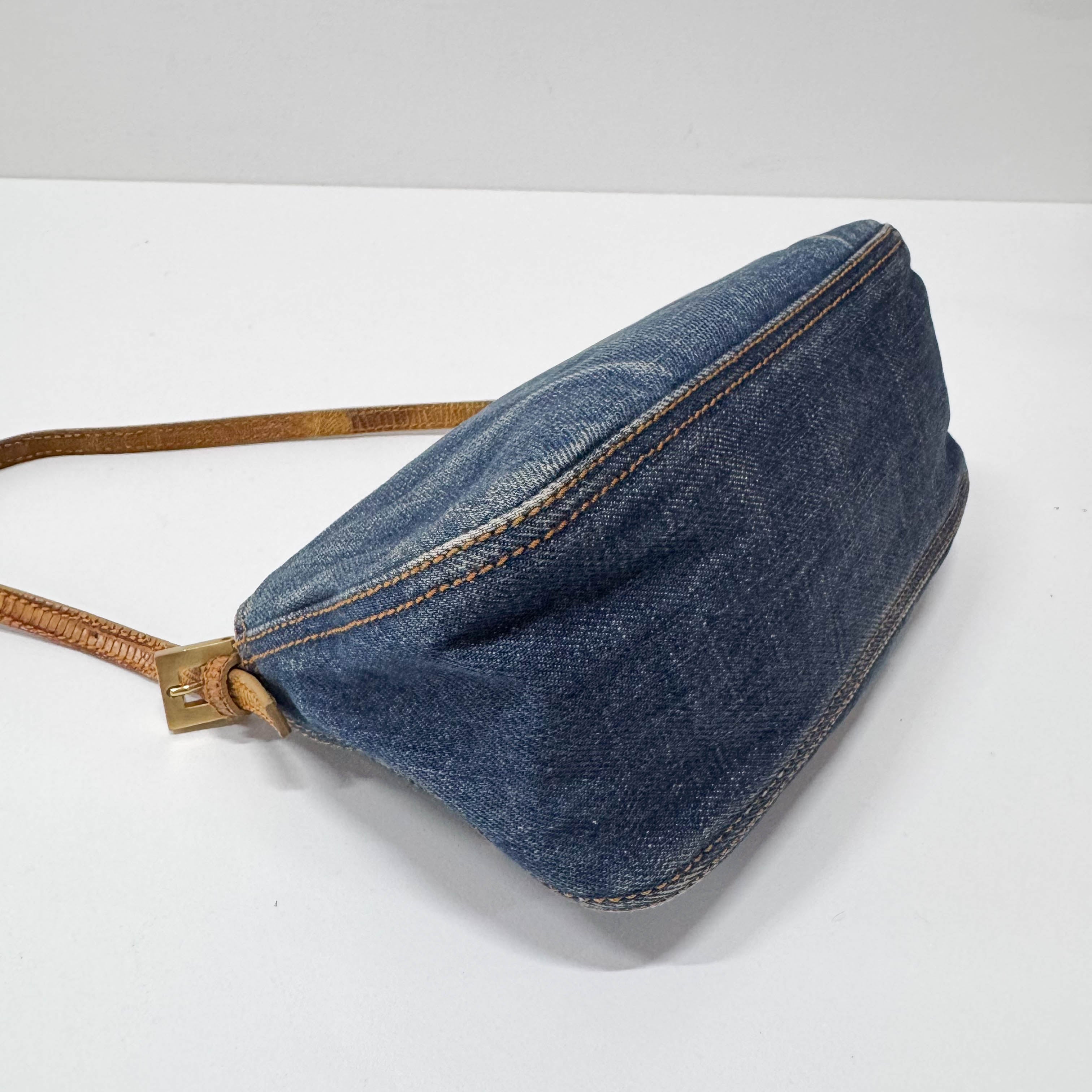 Mini Mamma Baguette Blue Denim Shoulder Bag