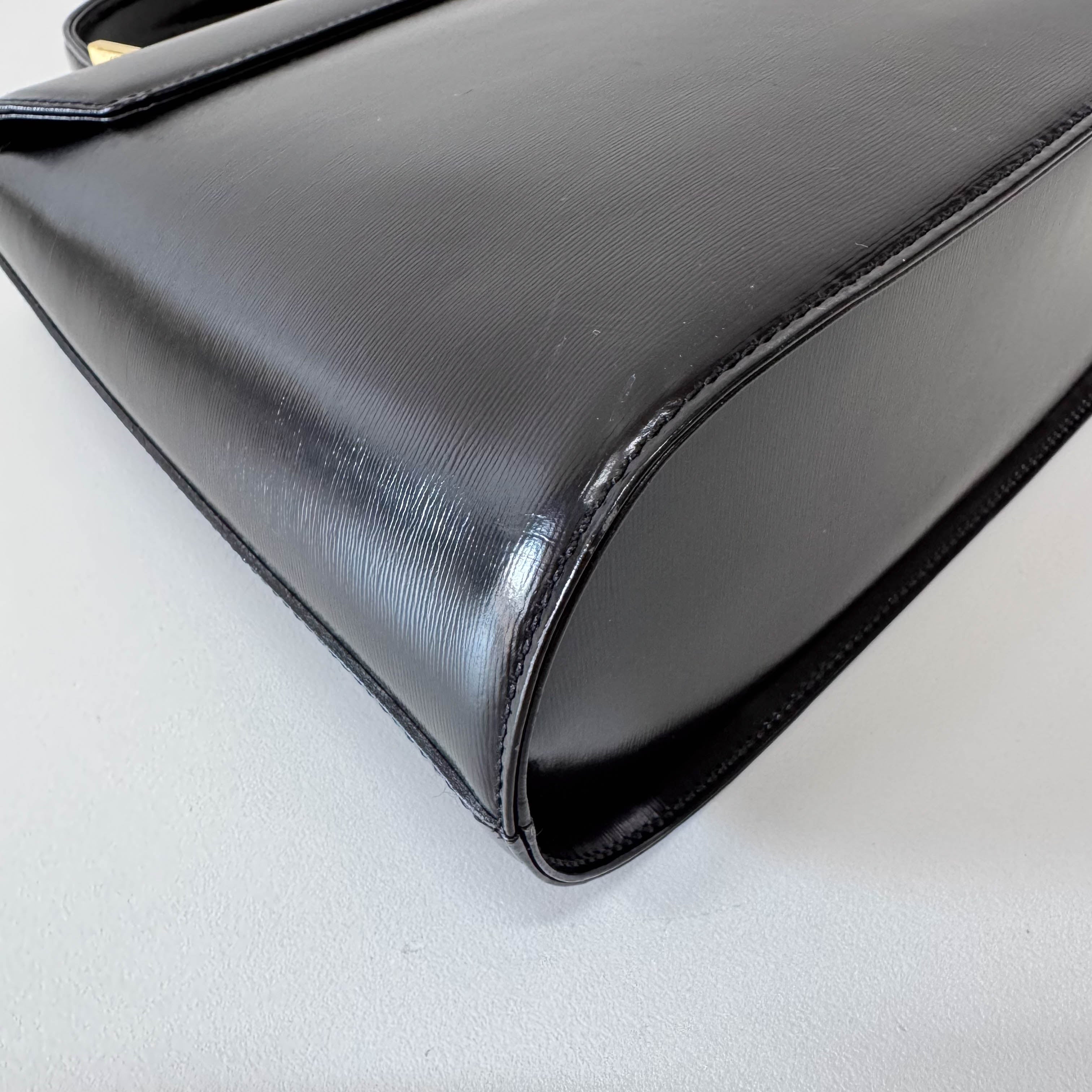 Archive Black Leather Top Handle Bag