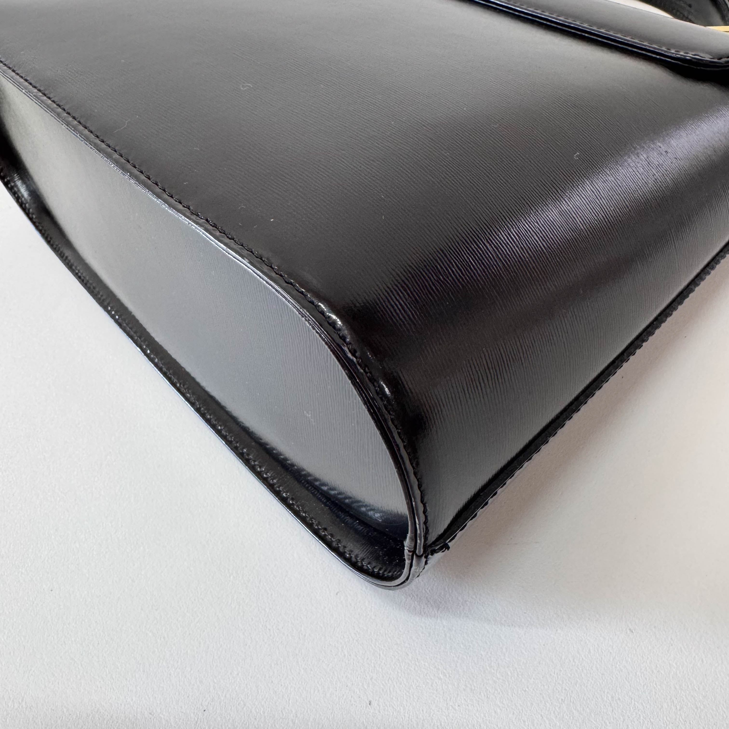 Archive Black Leather Top Handle Bag