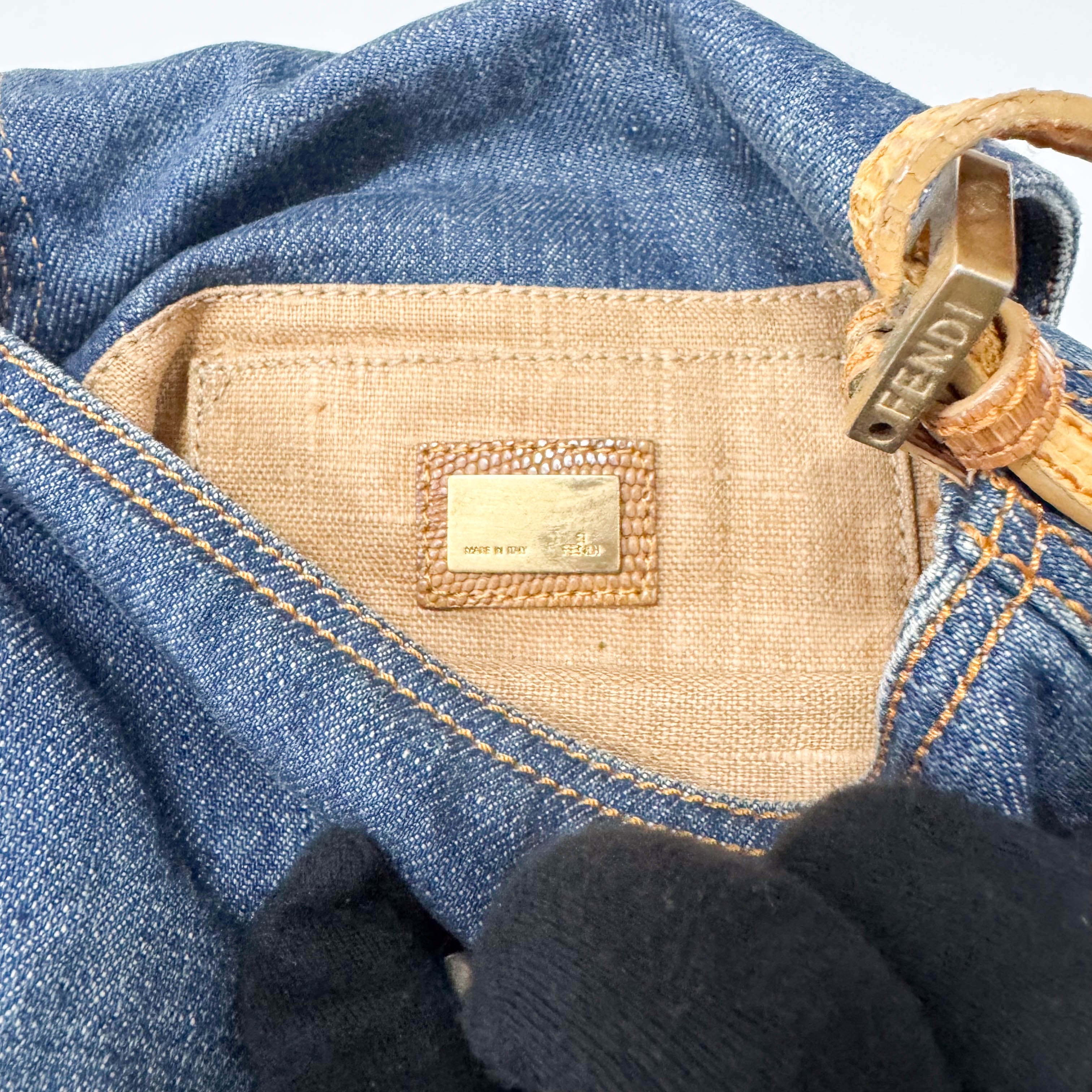 Mini Mamma Baguette Blue Denim Shoulder Bag