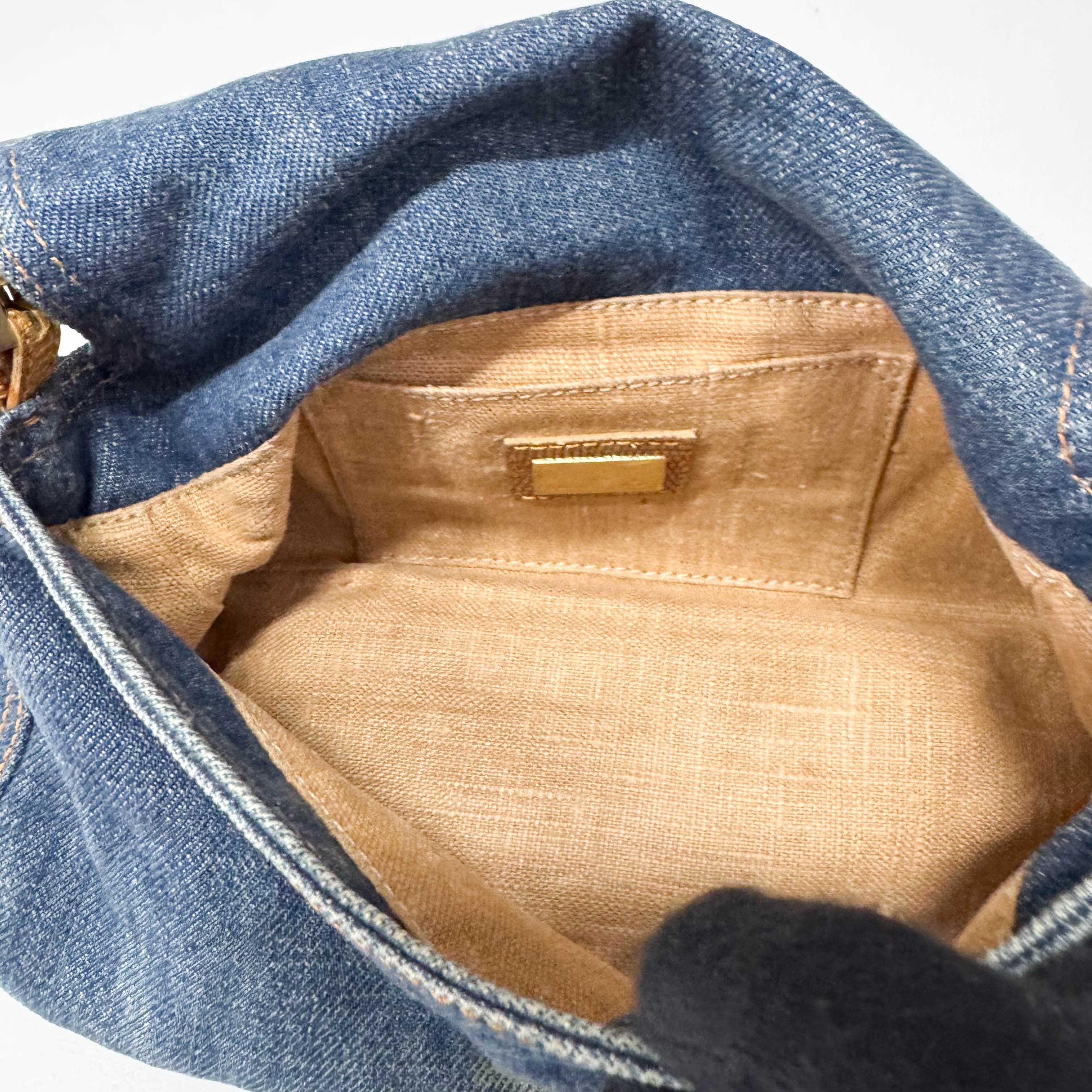 Mini Mamma Baguette Blue Denim Shoulder Bag