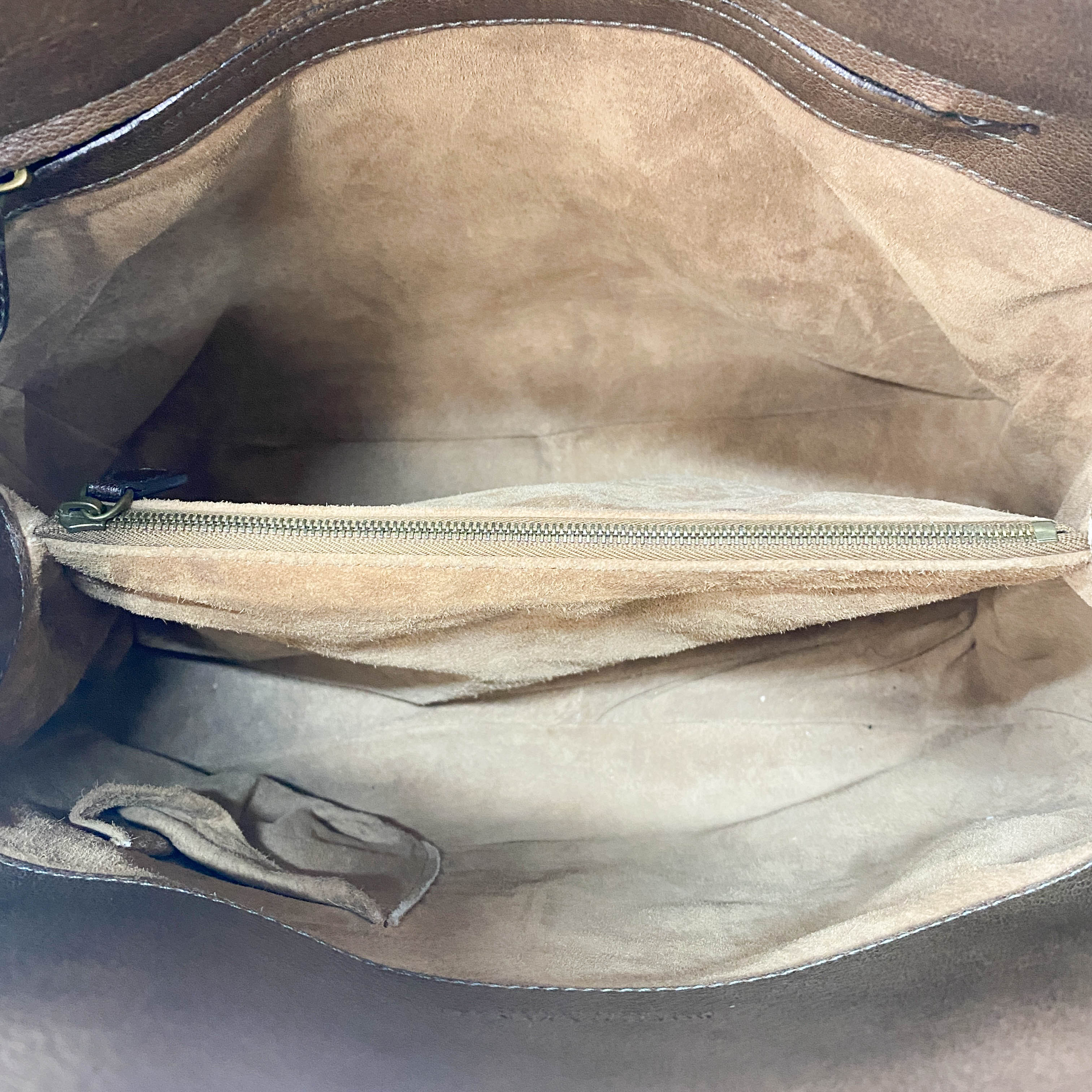 Princess cut Brown Leather Intrecciato and Embroidery Tote Bag