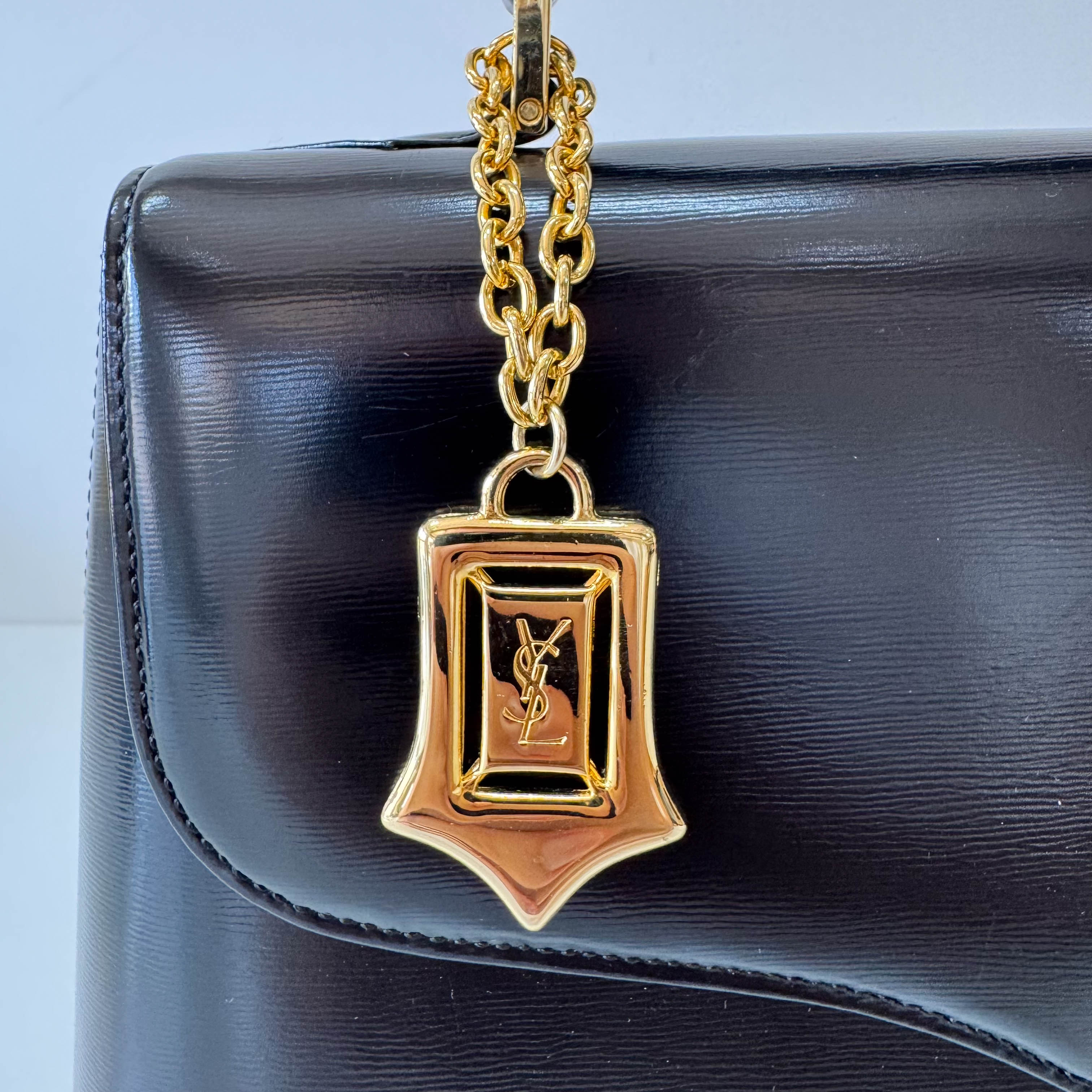 Archive Black Leather Top Handle Bag