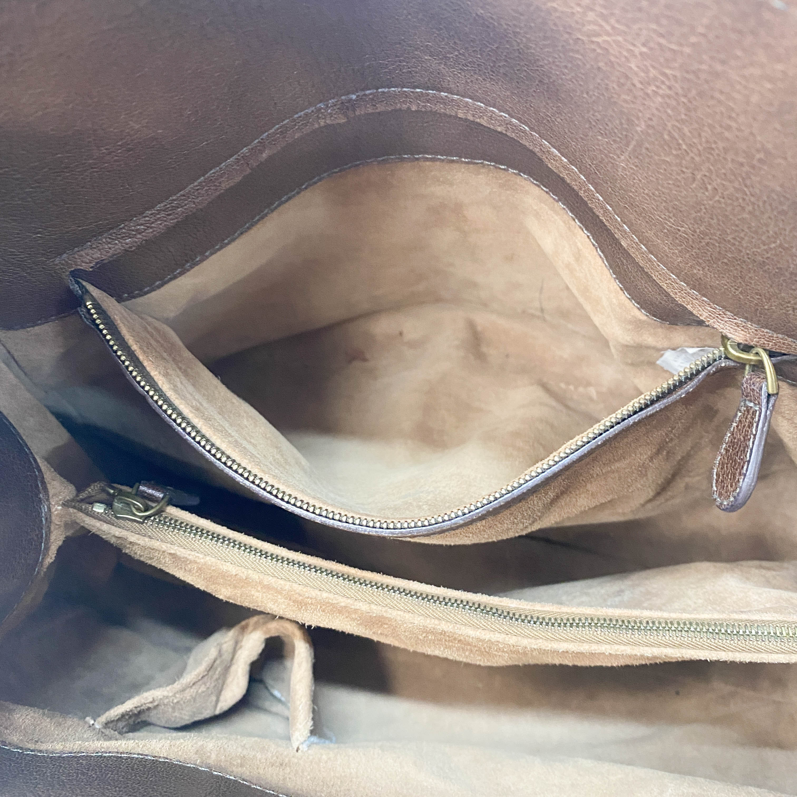 Princess cut Brown Leather Intrecciato and Embroidery Tote Bag