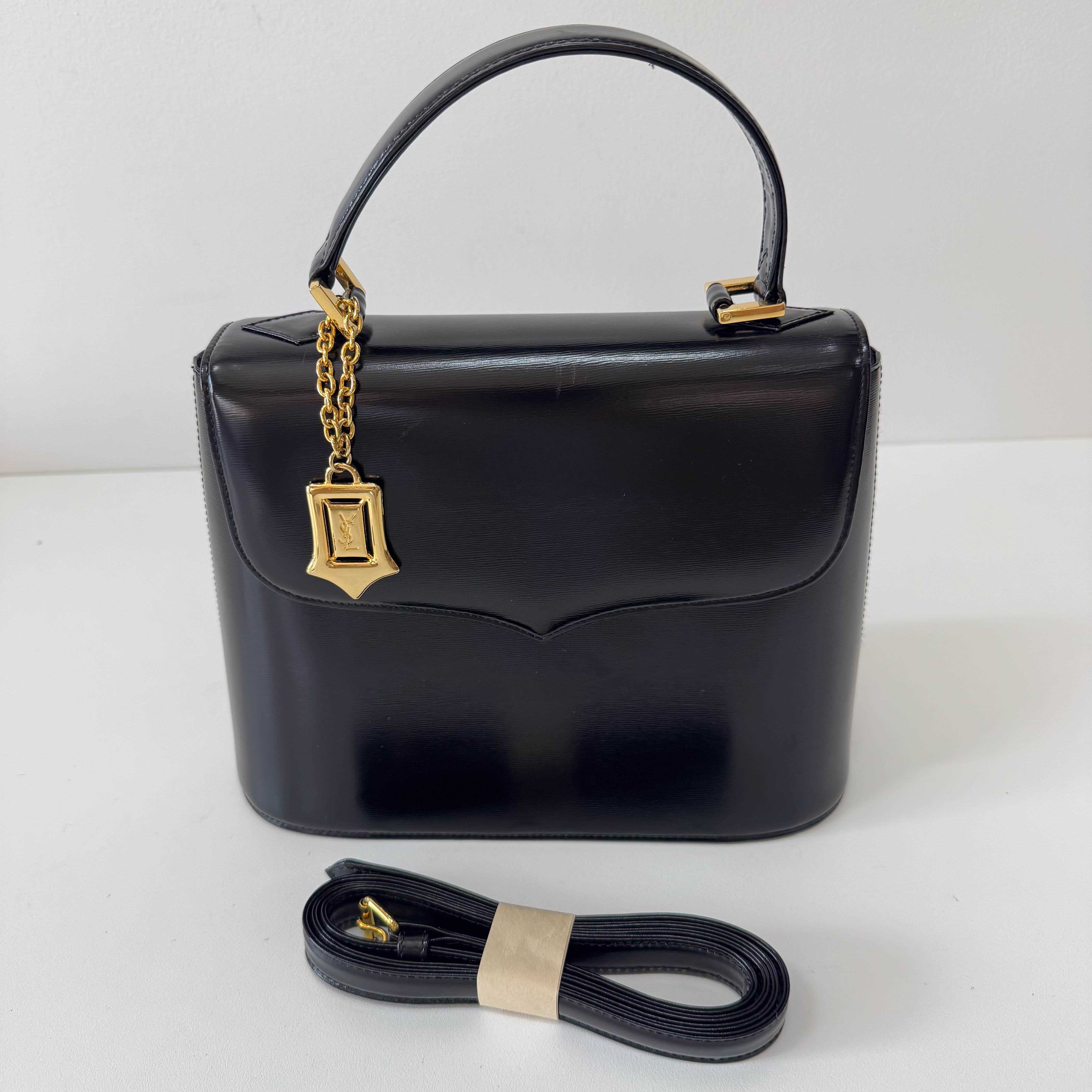 Archive Black Leather Top Handle Bag