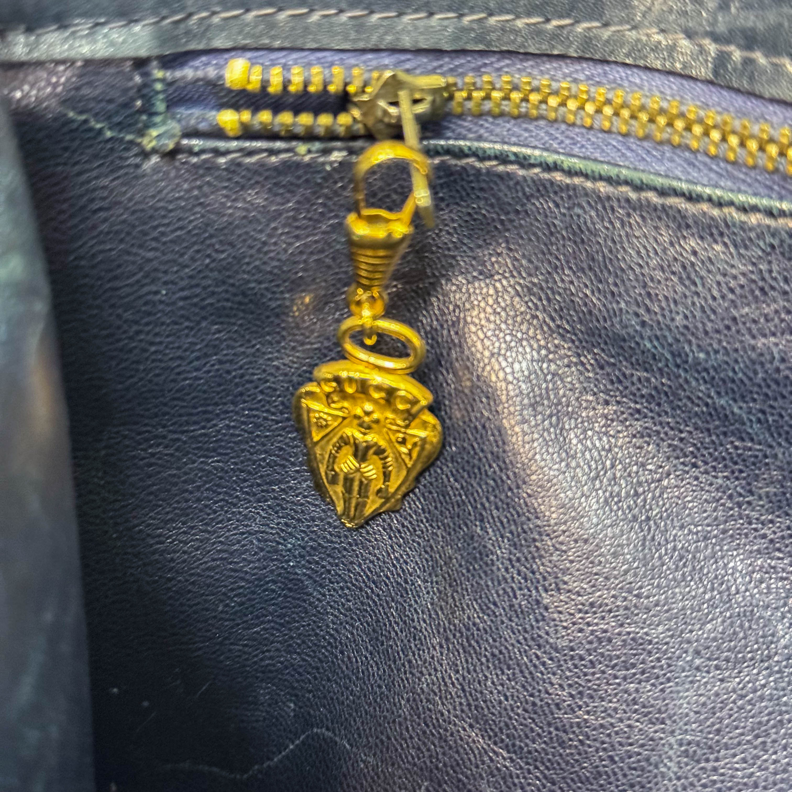 Stirrup Black Leather Top Handle Bag