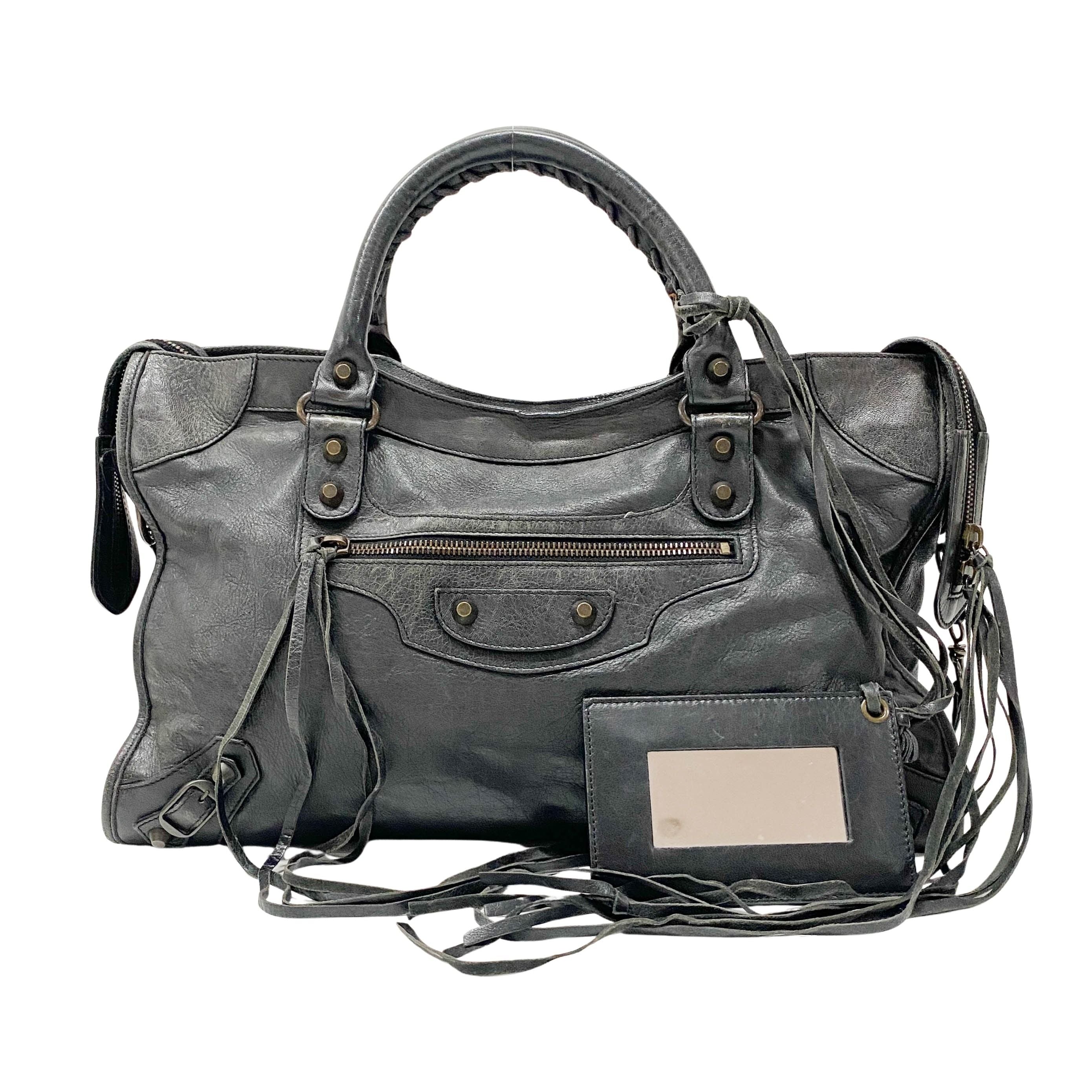 The City Black Leather Shoulder Bag