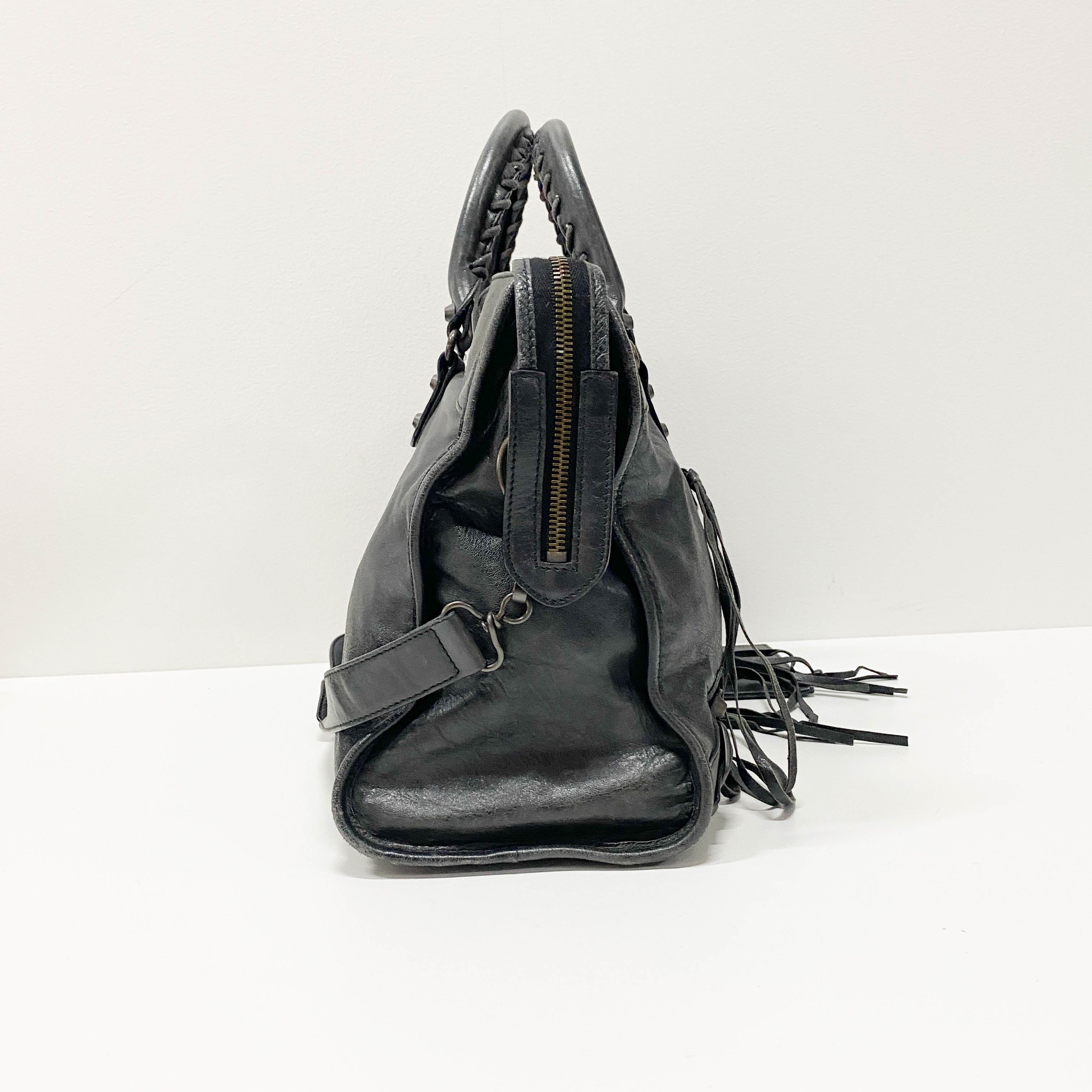 The City Black Leather Shoulder Bag
