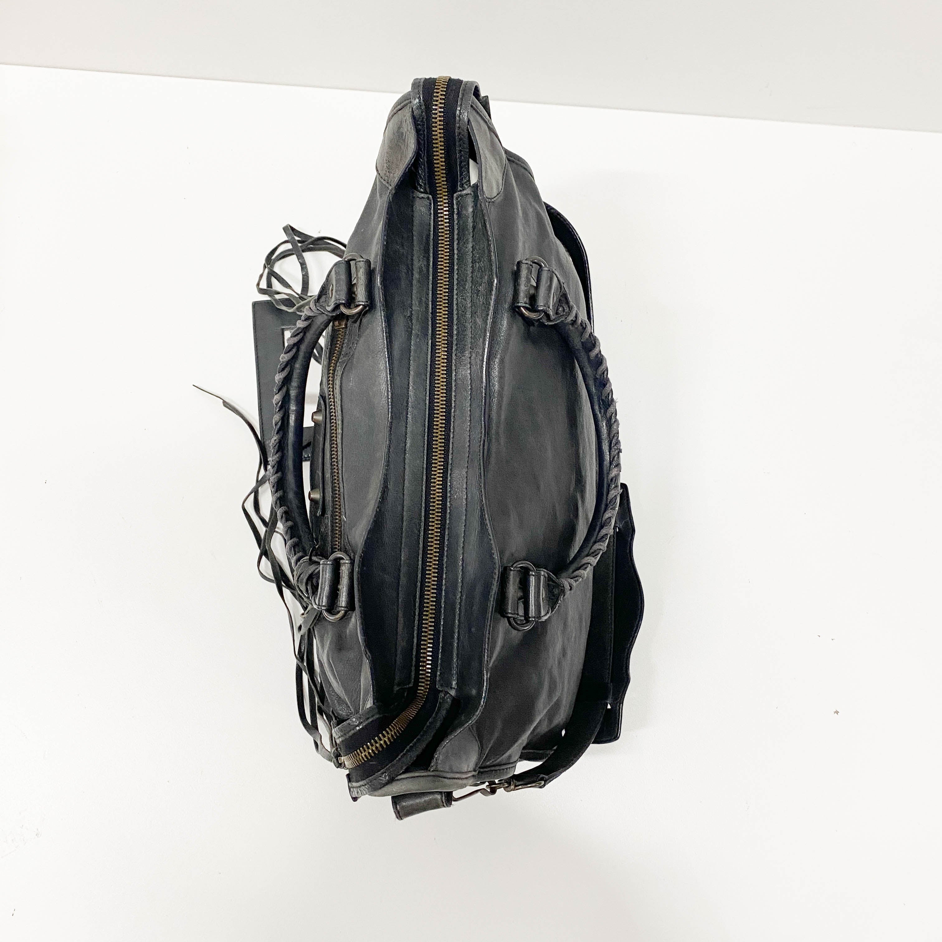 The City Black Leather Shoulder Bag