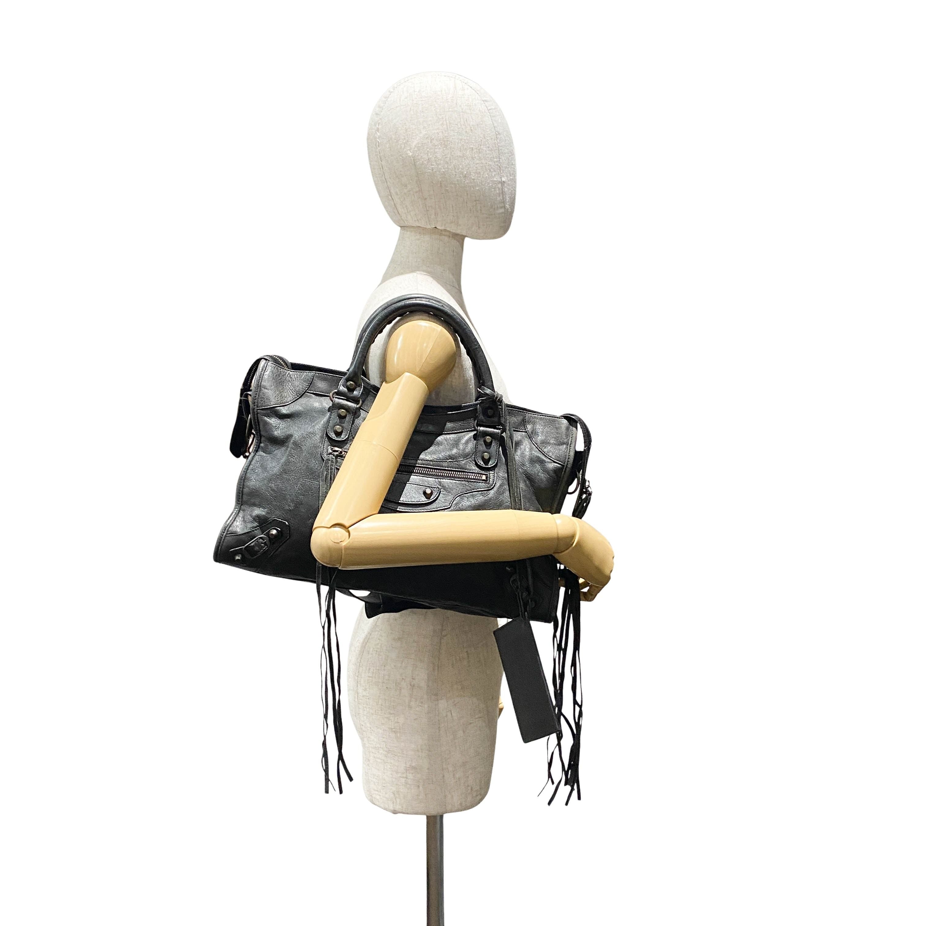 The City Black Leather Shoulder Bag