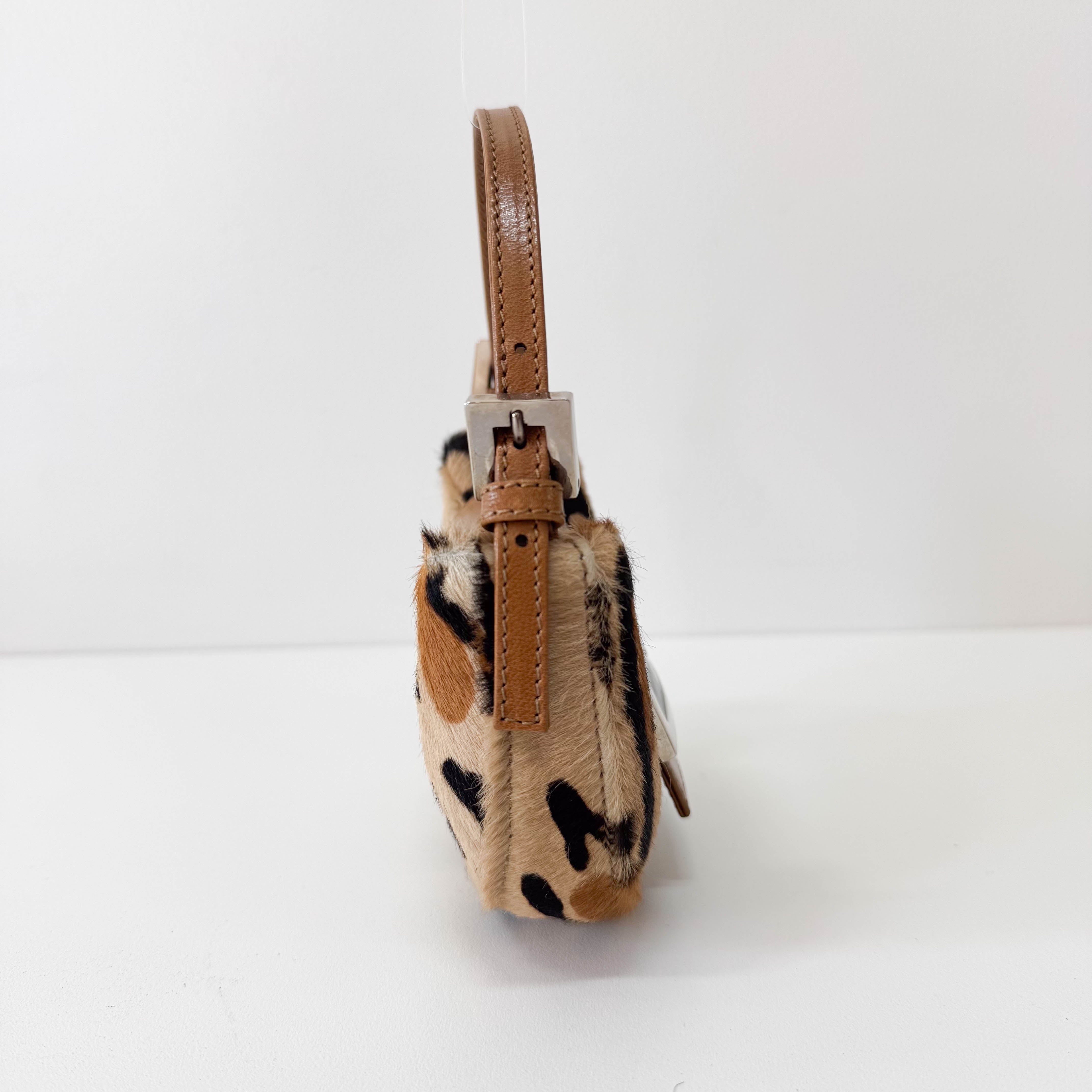 Mini Croissant Leopard Print Pony Hair Bag