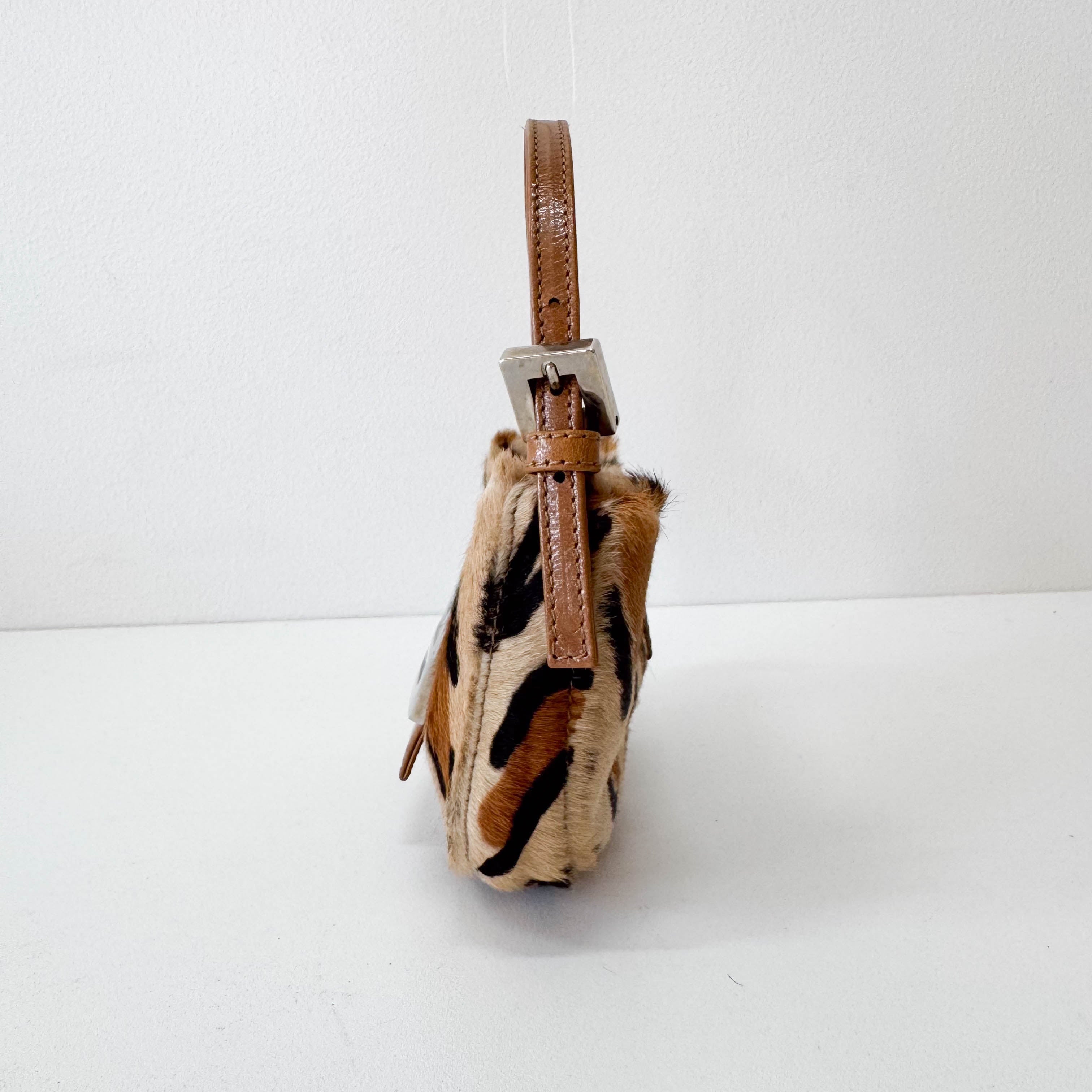 Mini Croissant Leopard Print Pony Hair Bag