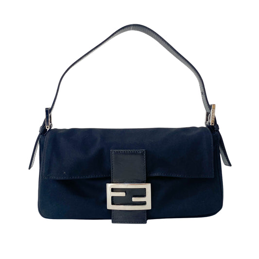 Baguette Black Neoprene Shoulder Bag