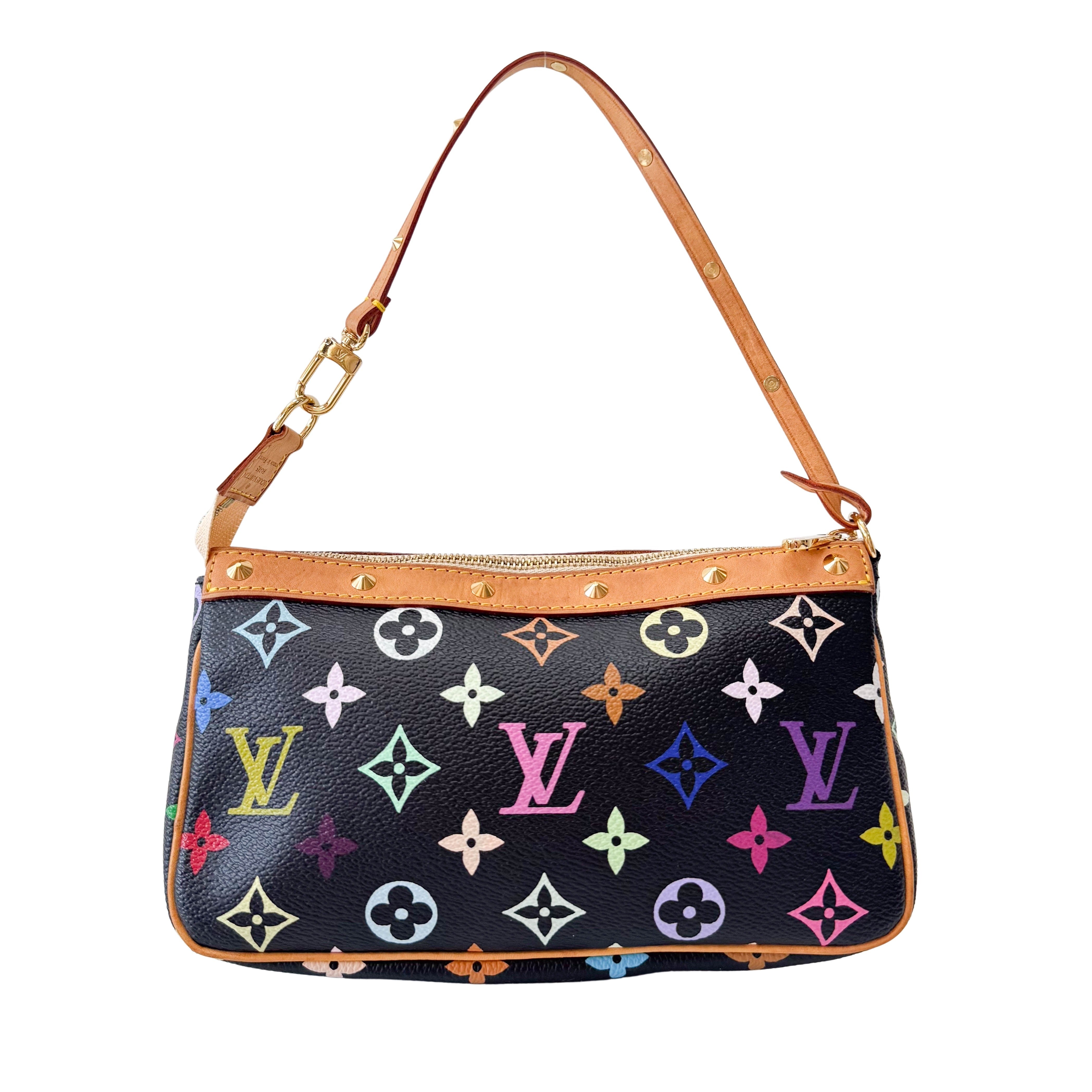 Takashi Murakami Pochette Accessoire Multi-colour Black Monogram Coated Canvas Bag