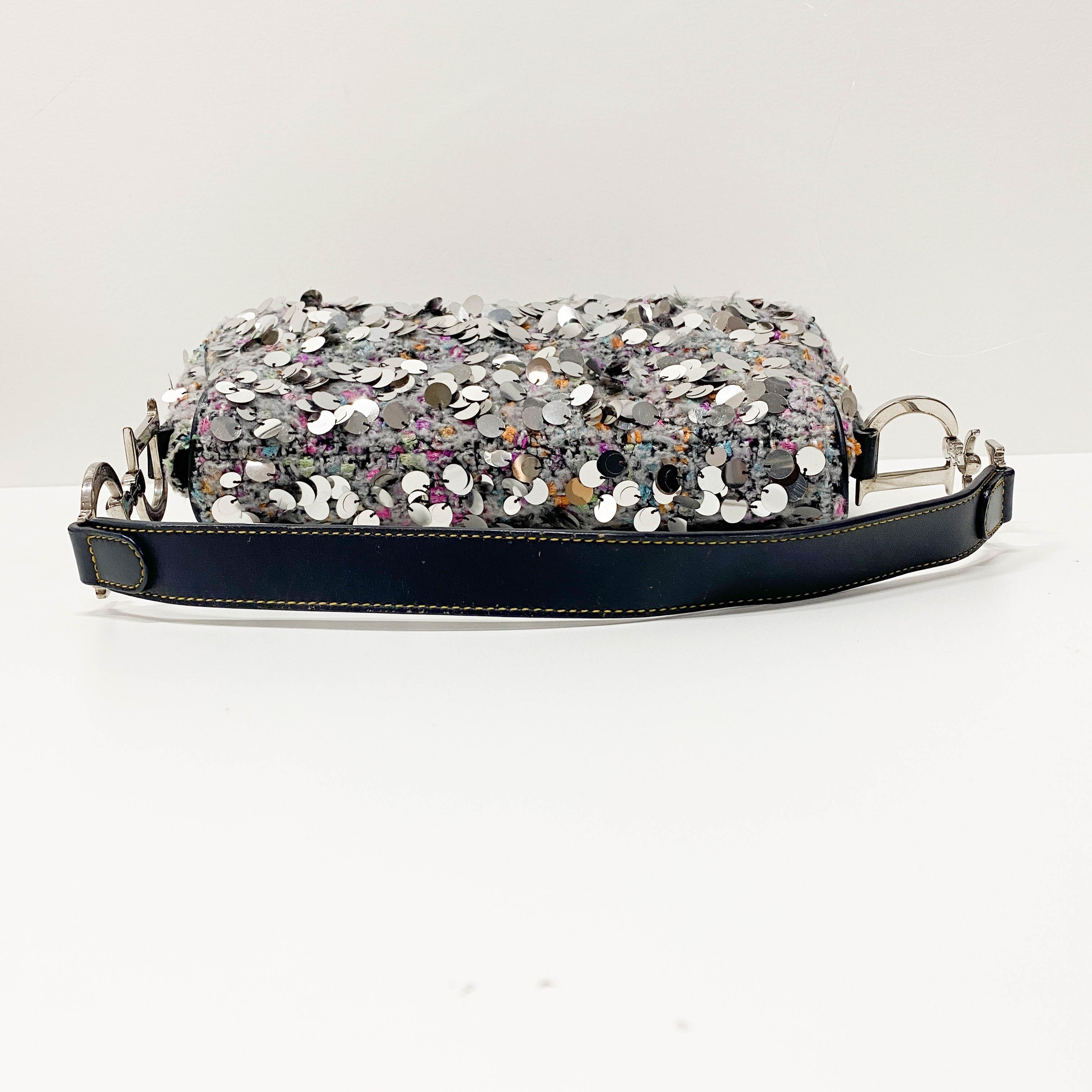 Double Saddle Wool Sequin Shoulder Bag