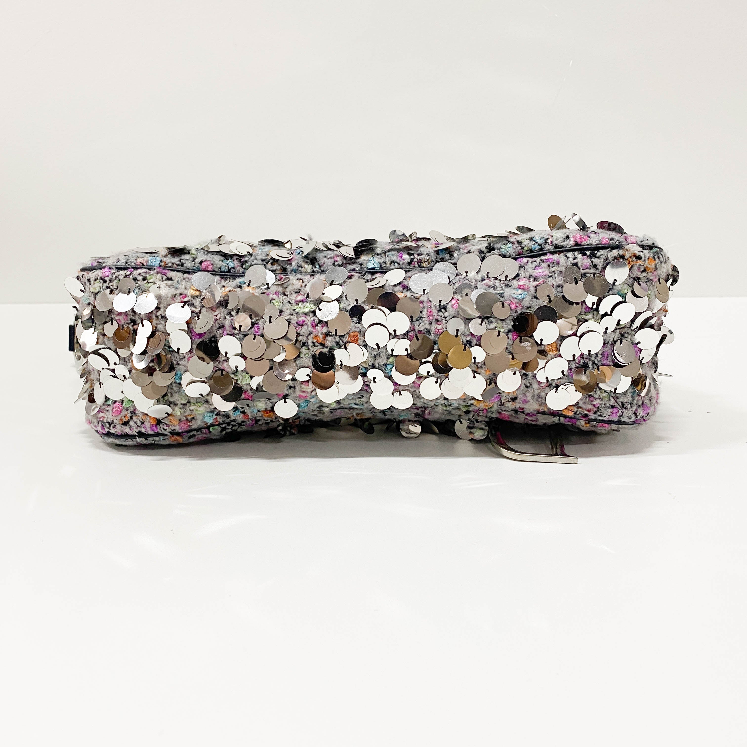 Double Saddle Wool Sequin Shoulder Bag