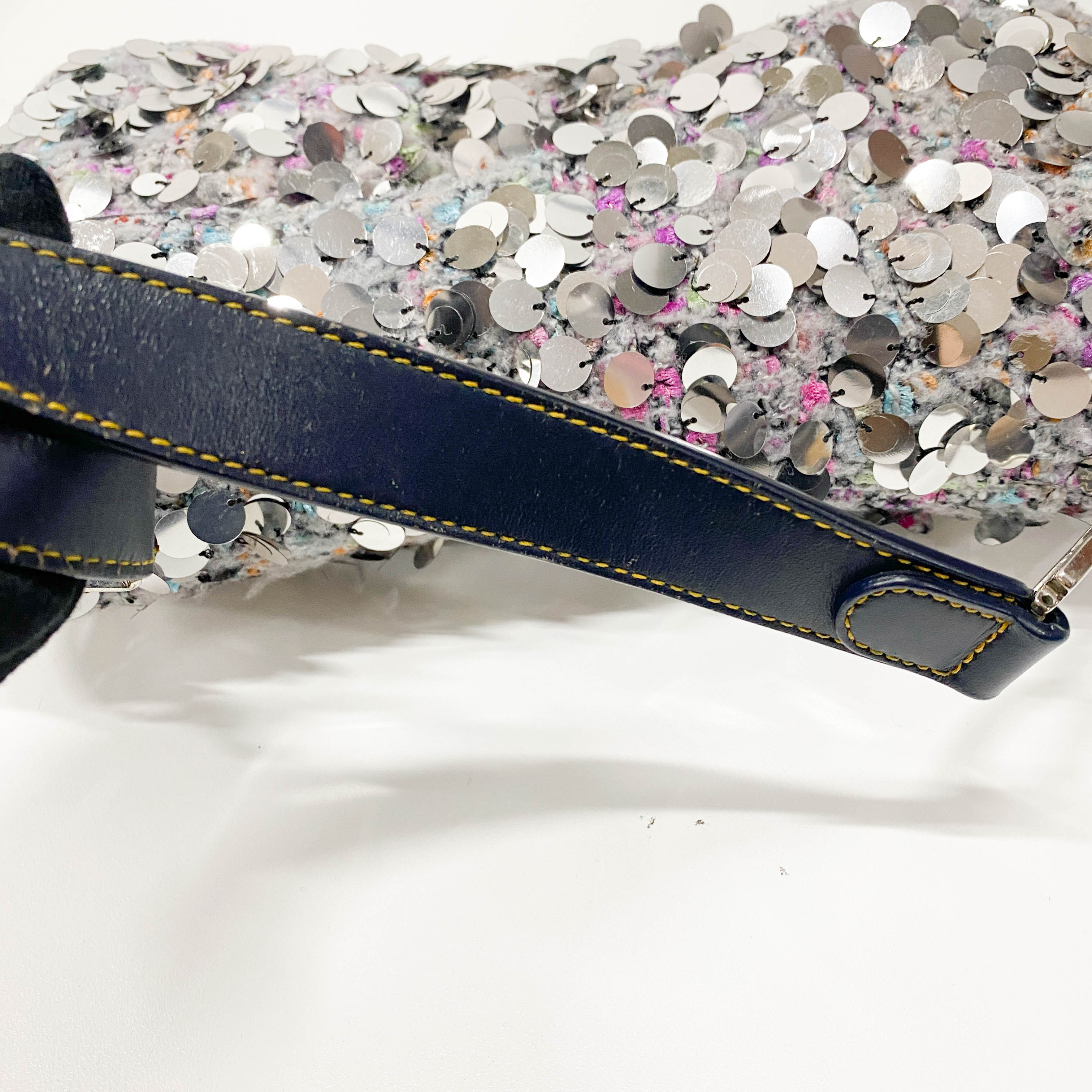 Double Saddle Wool Sequin Shoulder Bag