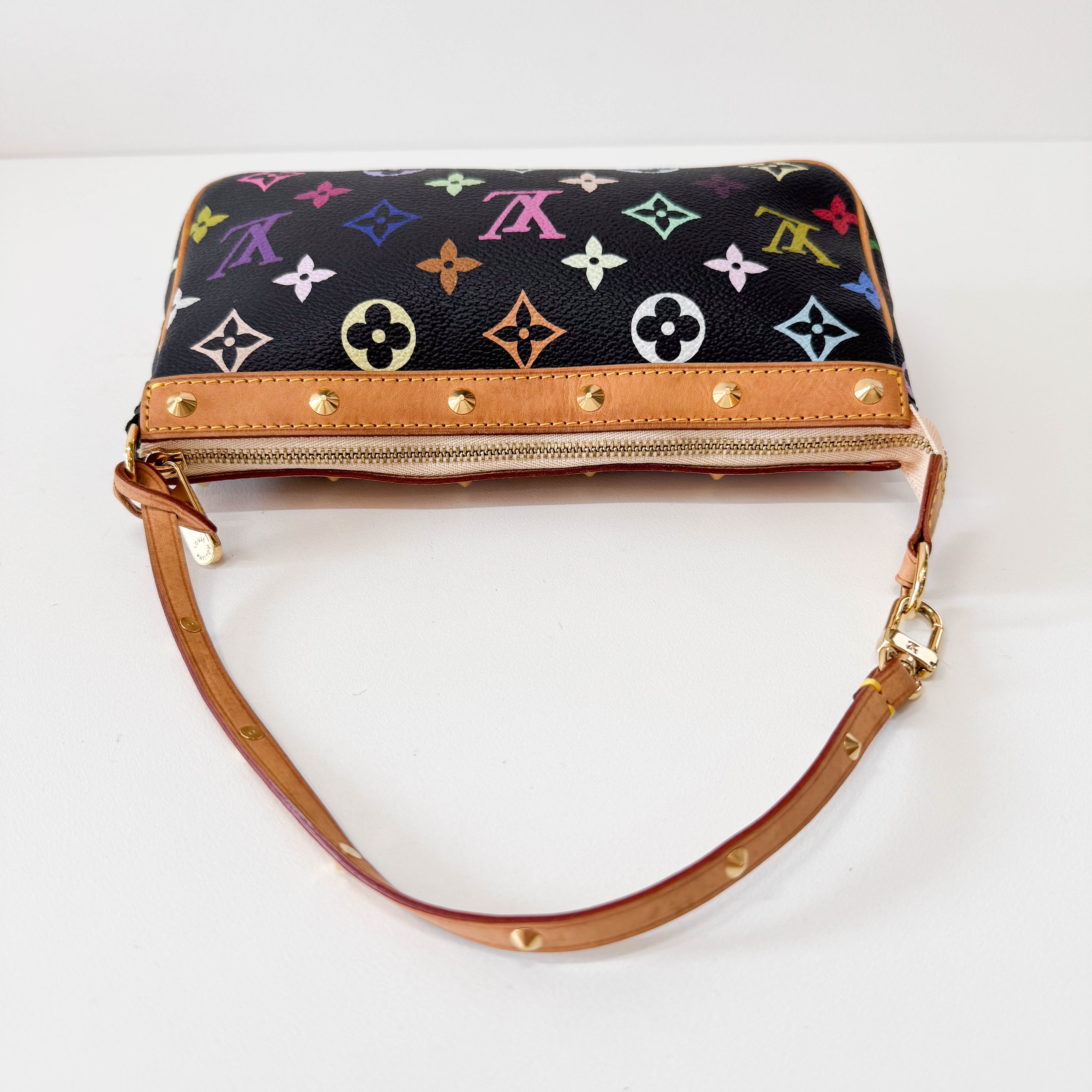 Takashi Murakami Pochette Accessoire Multi-colour Black Monogram Coated Canvas Bag
