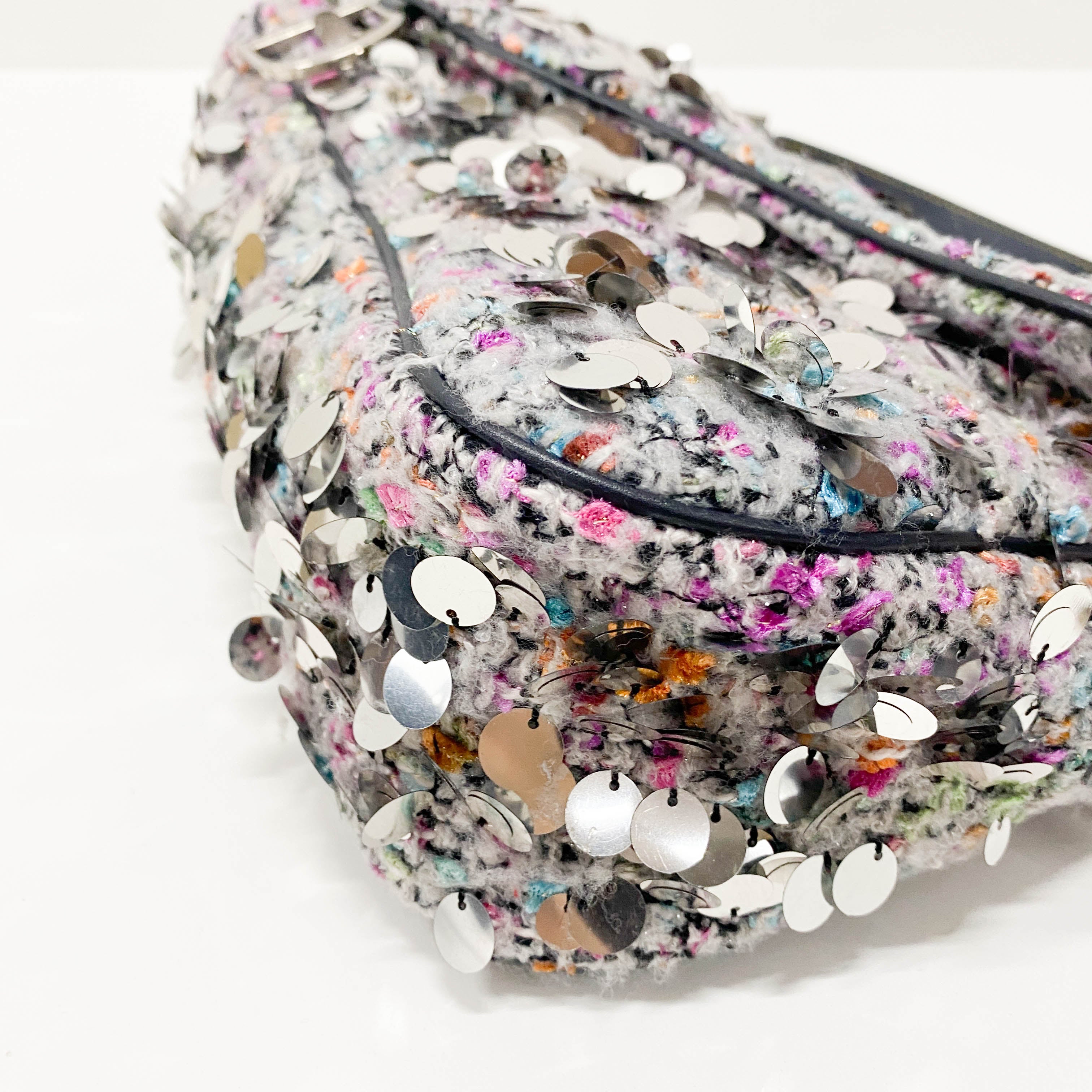 Double Saddle Wool Sequin Shoulder Bag