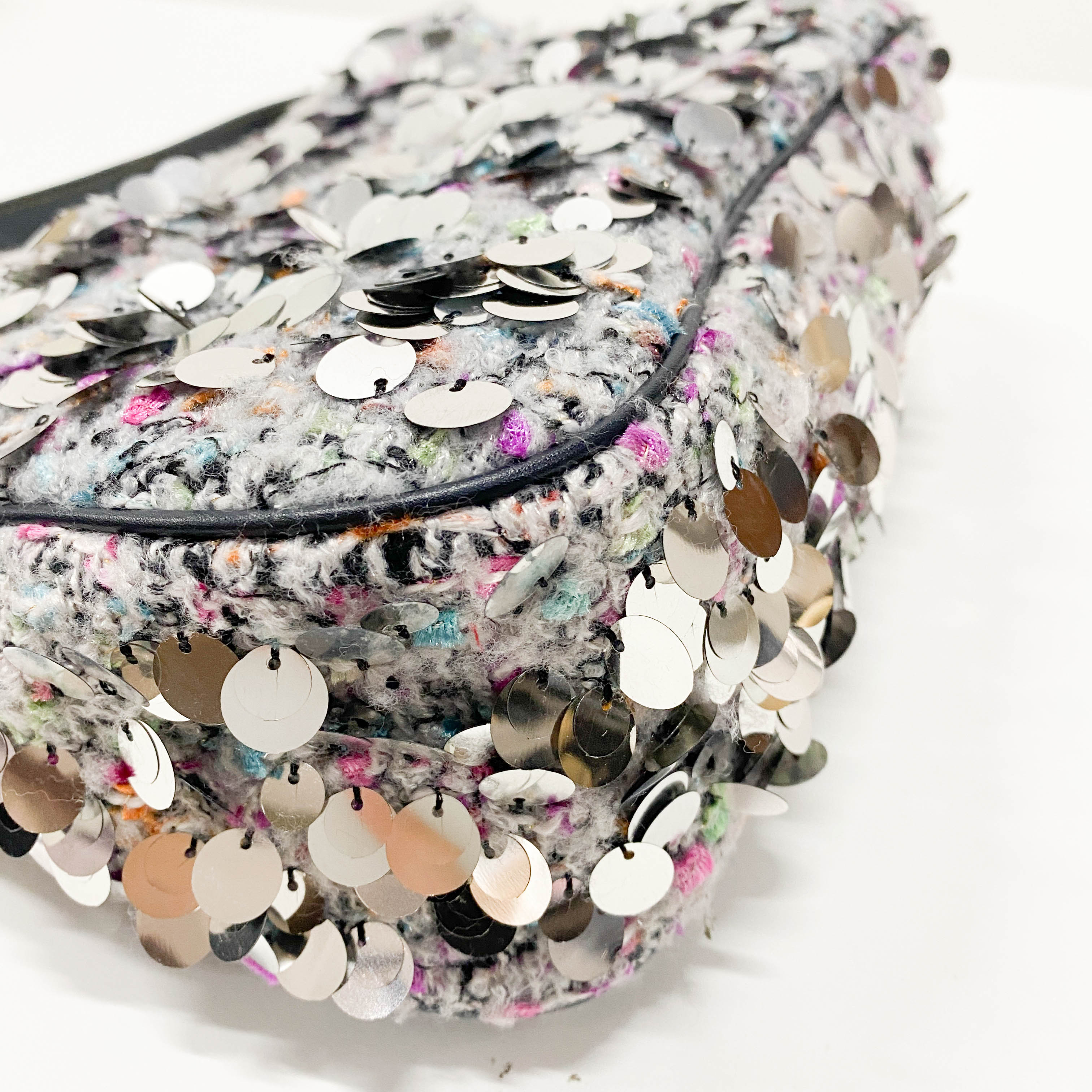 Double Saddle Wool Sequin Shoulder Bag