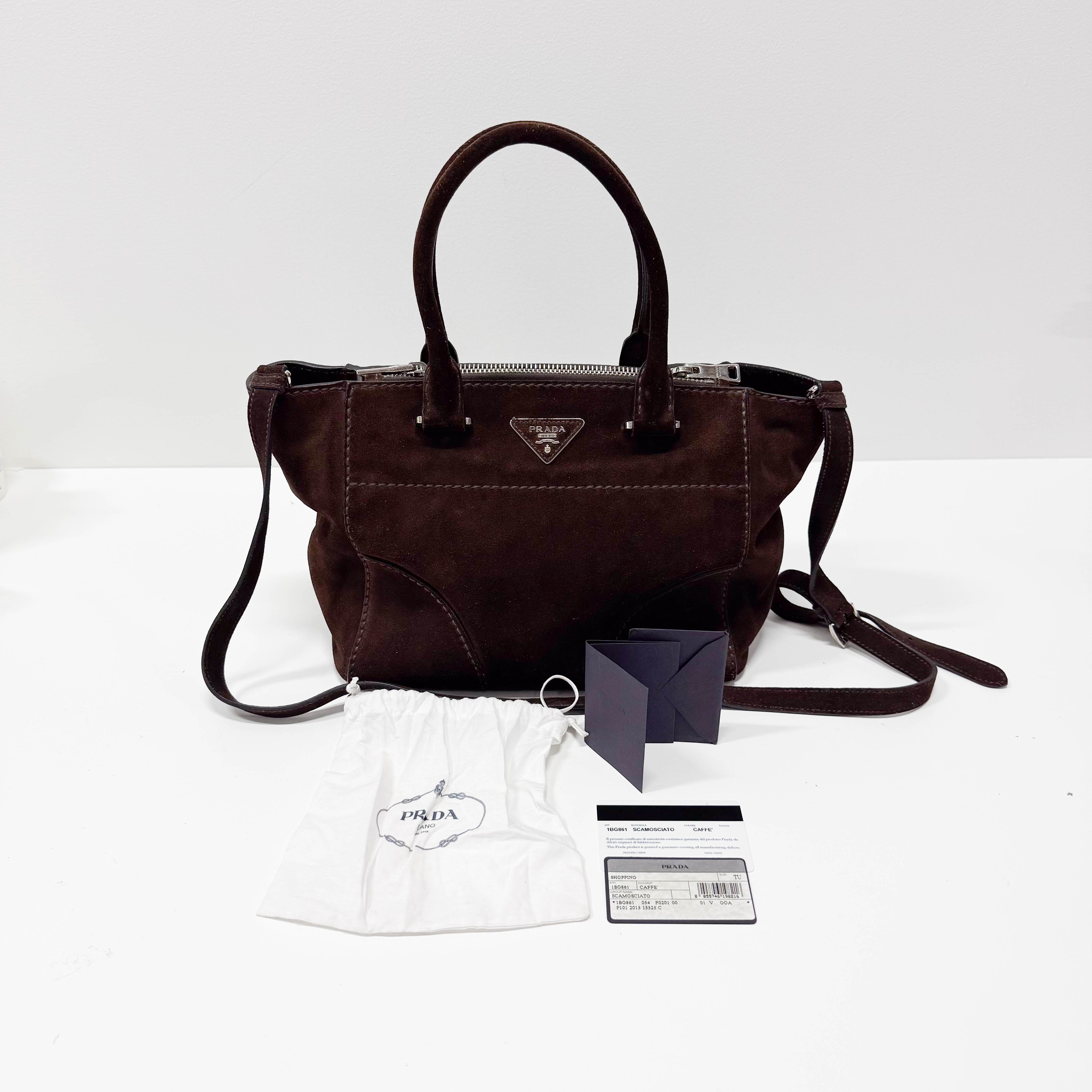 Brown Suede Two Way Bag