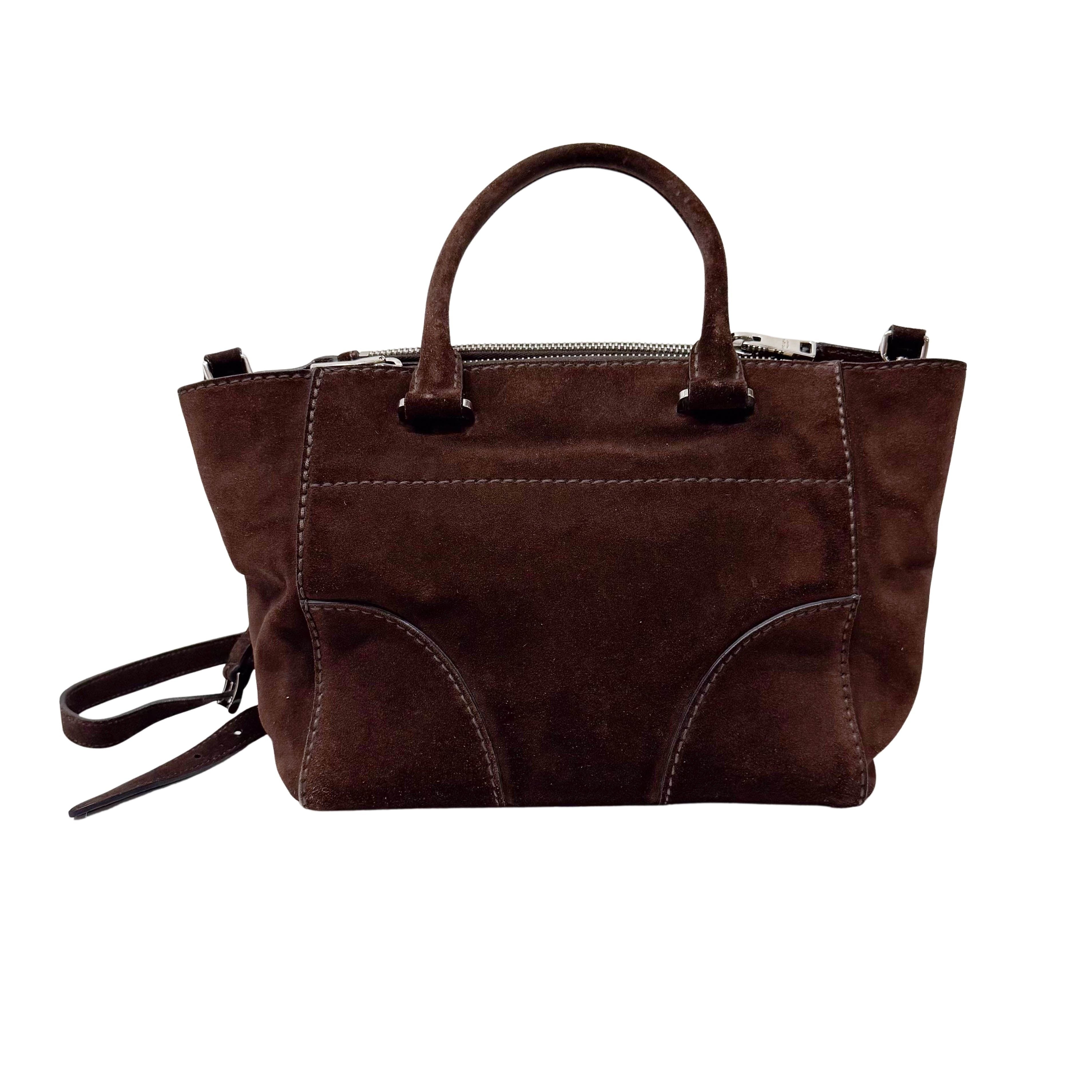 Brown Suede Two Way Bag