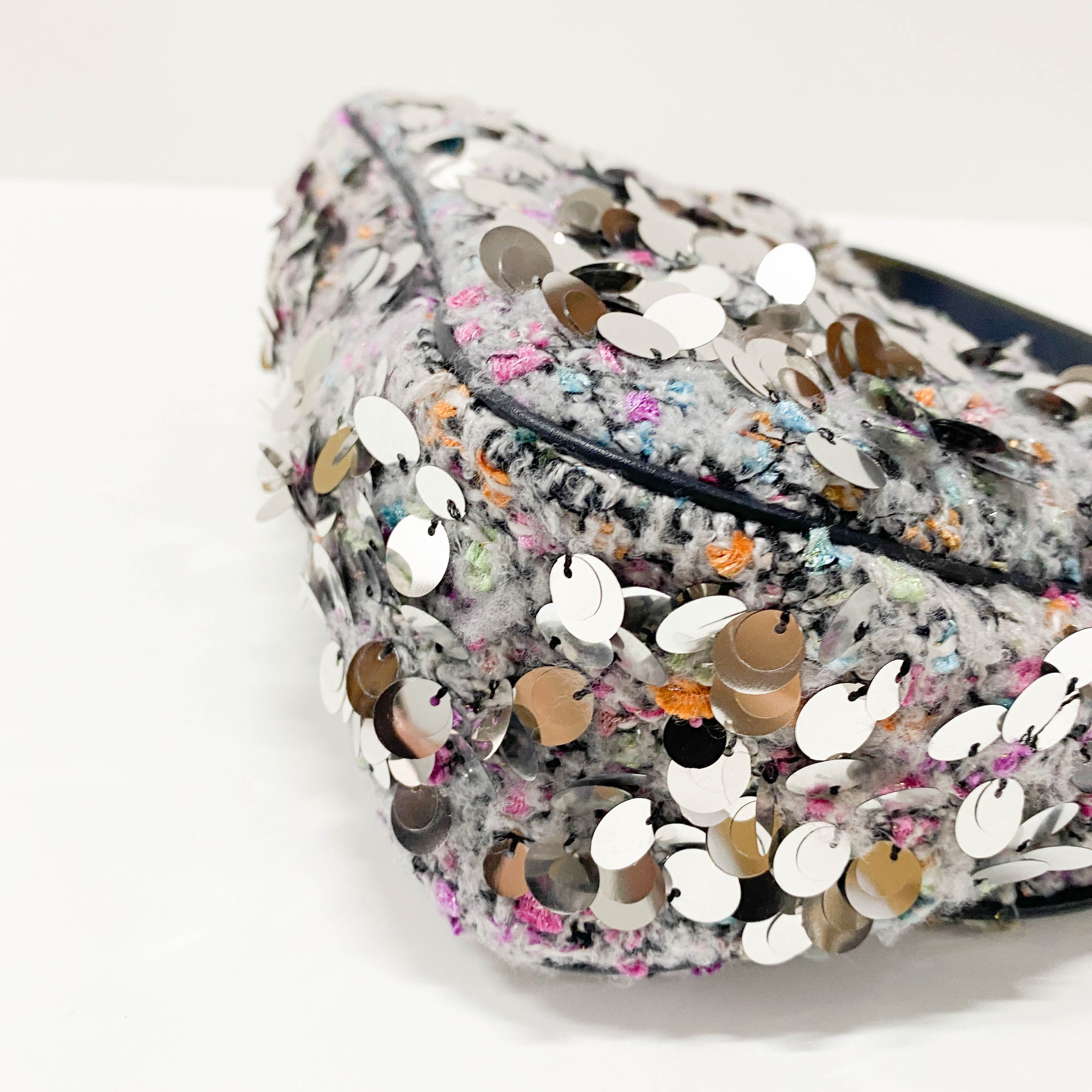 Double Saddle Wool Sequin Shoulder Bag