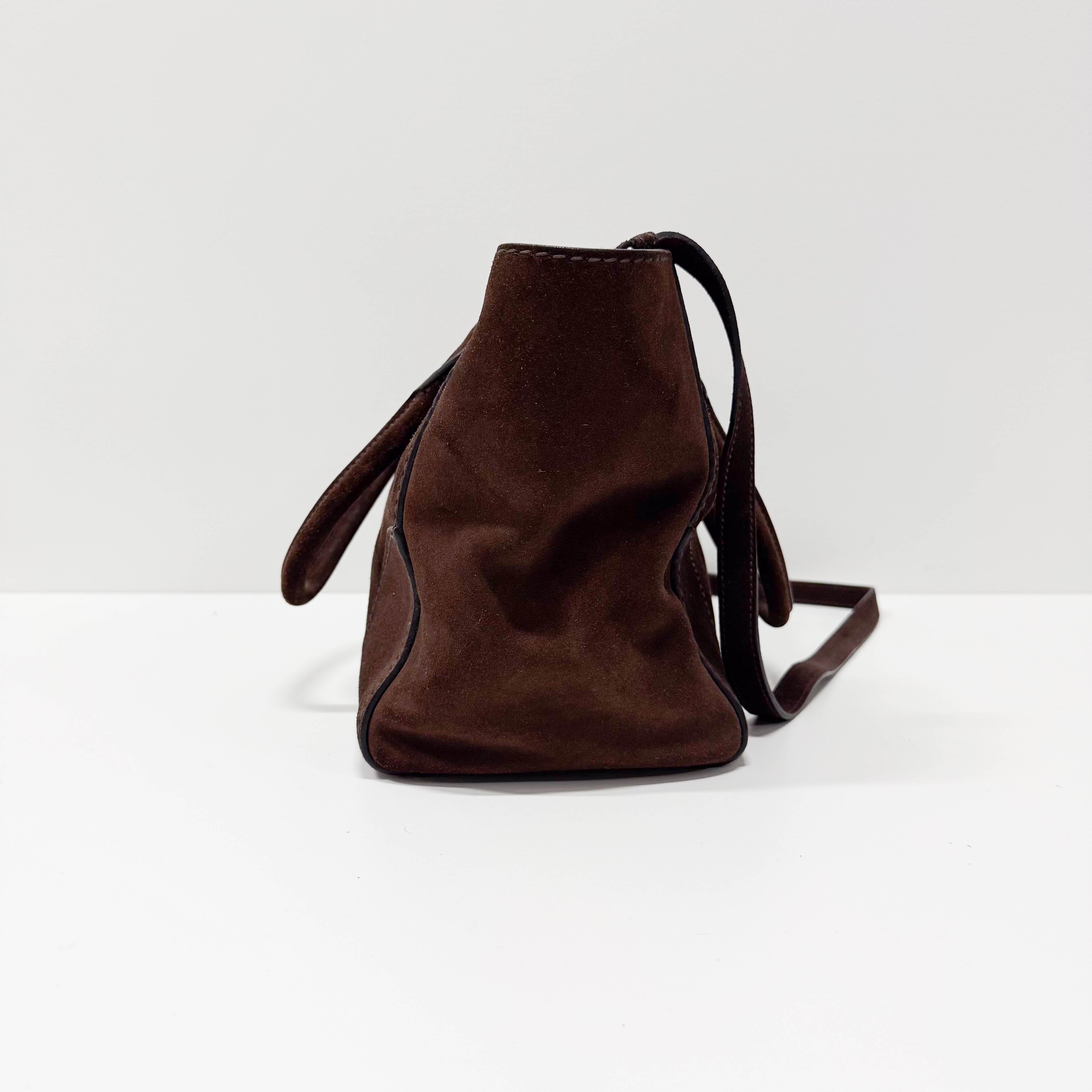 Brown Suede Two Way Bag