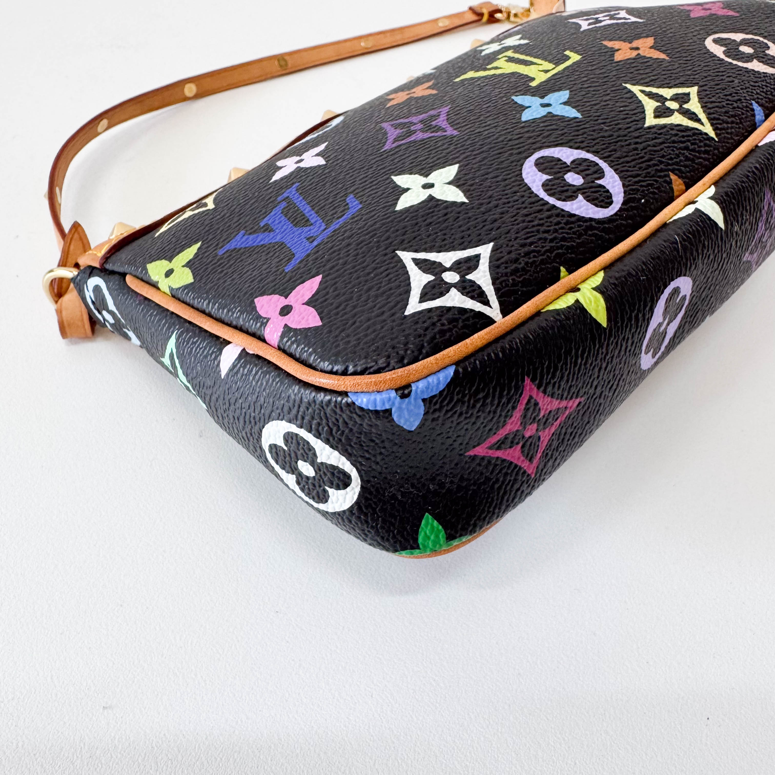 Takashi Murakami Pochette Accessoire Multi-colour Black Monogram Coated Canvas Bag