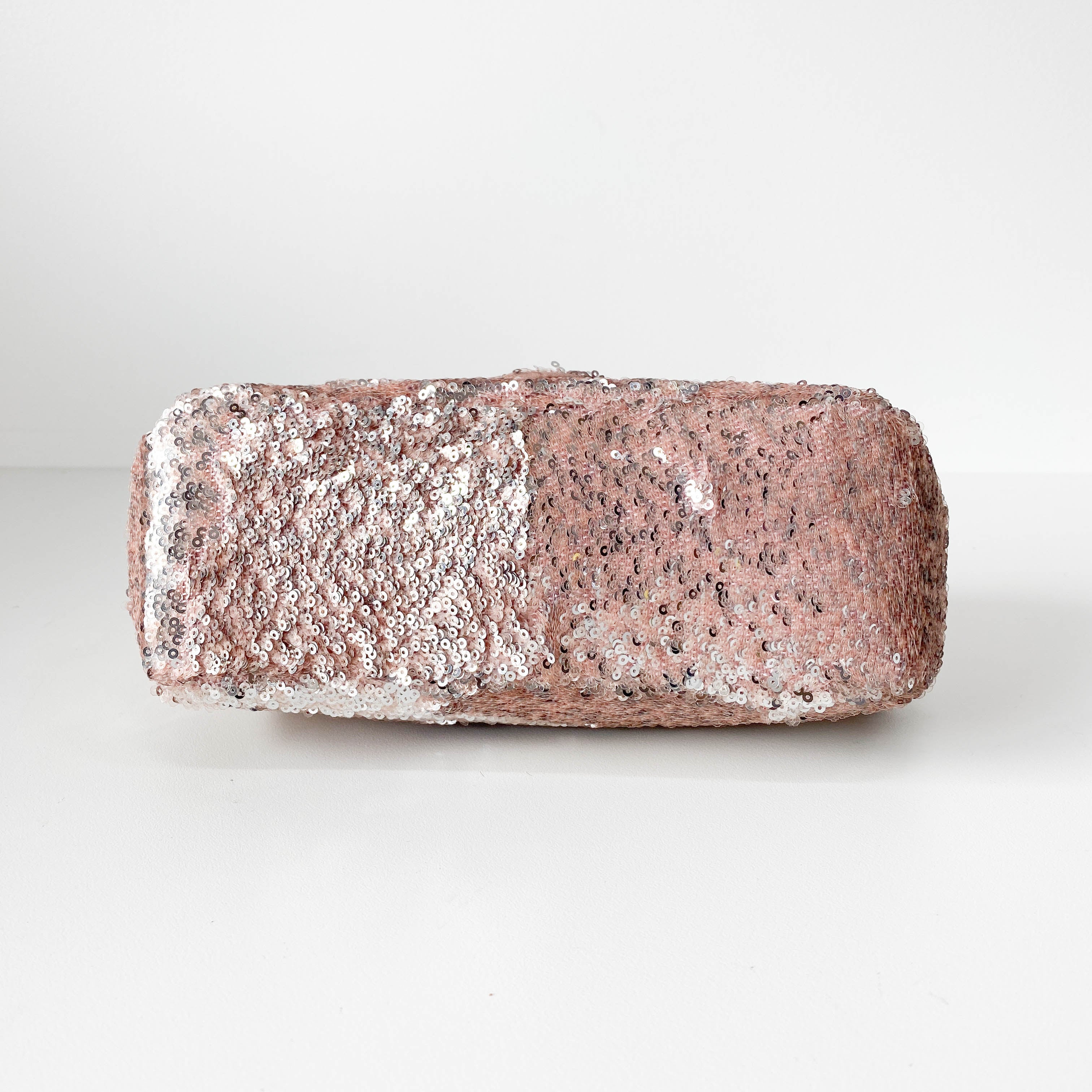 Timeless Classic Small Rose-gold Sequin Bag with Glitter CC Lock