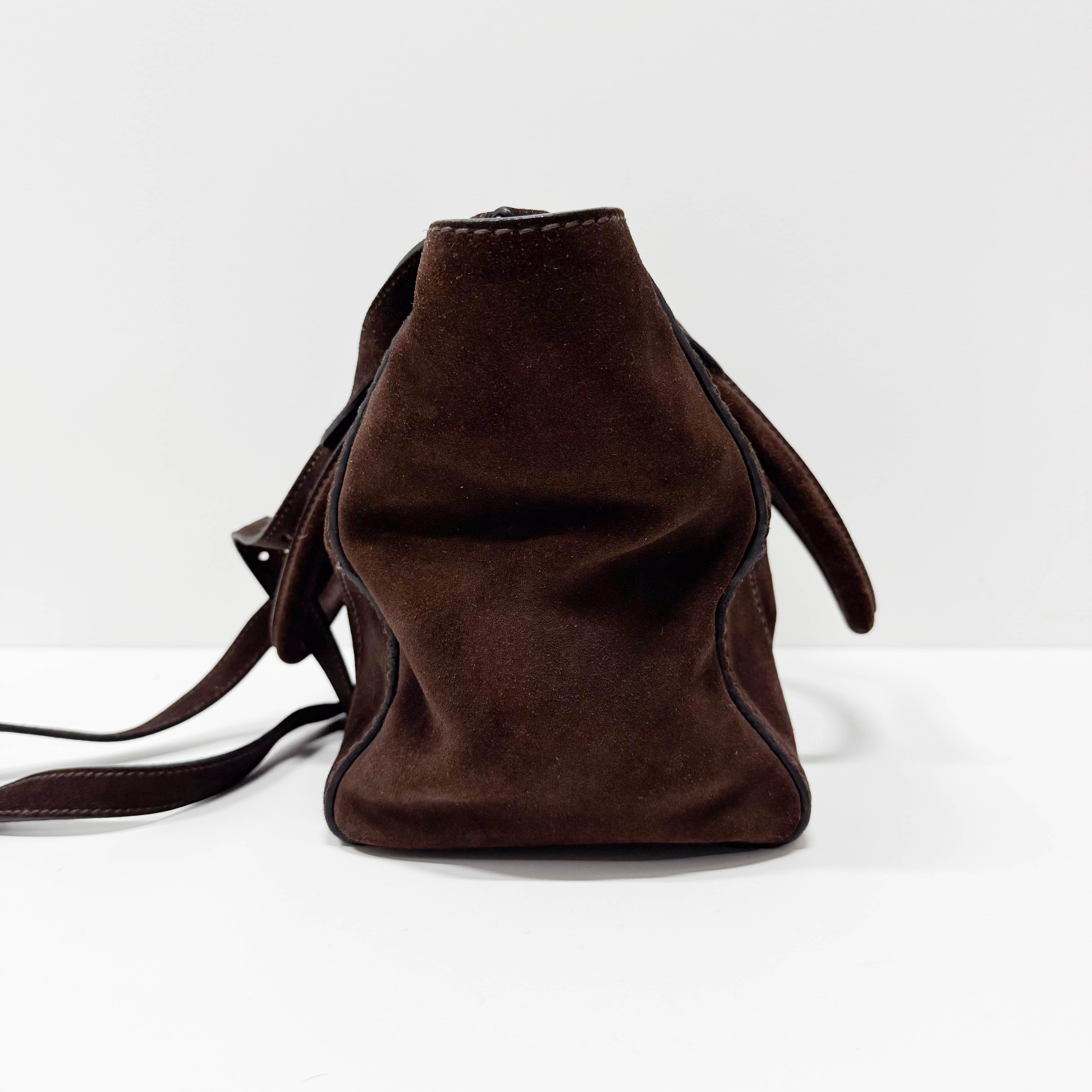 Brown Suede Two Way Bag