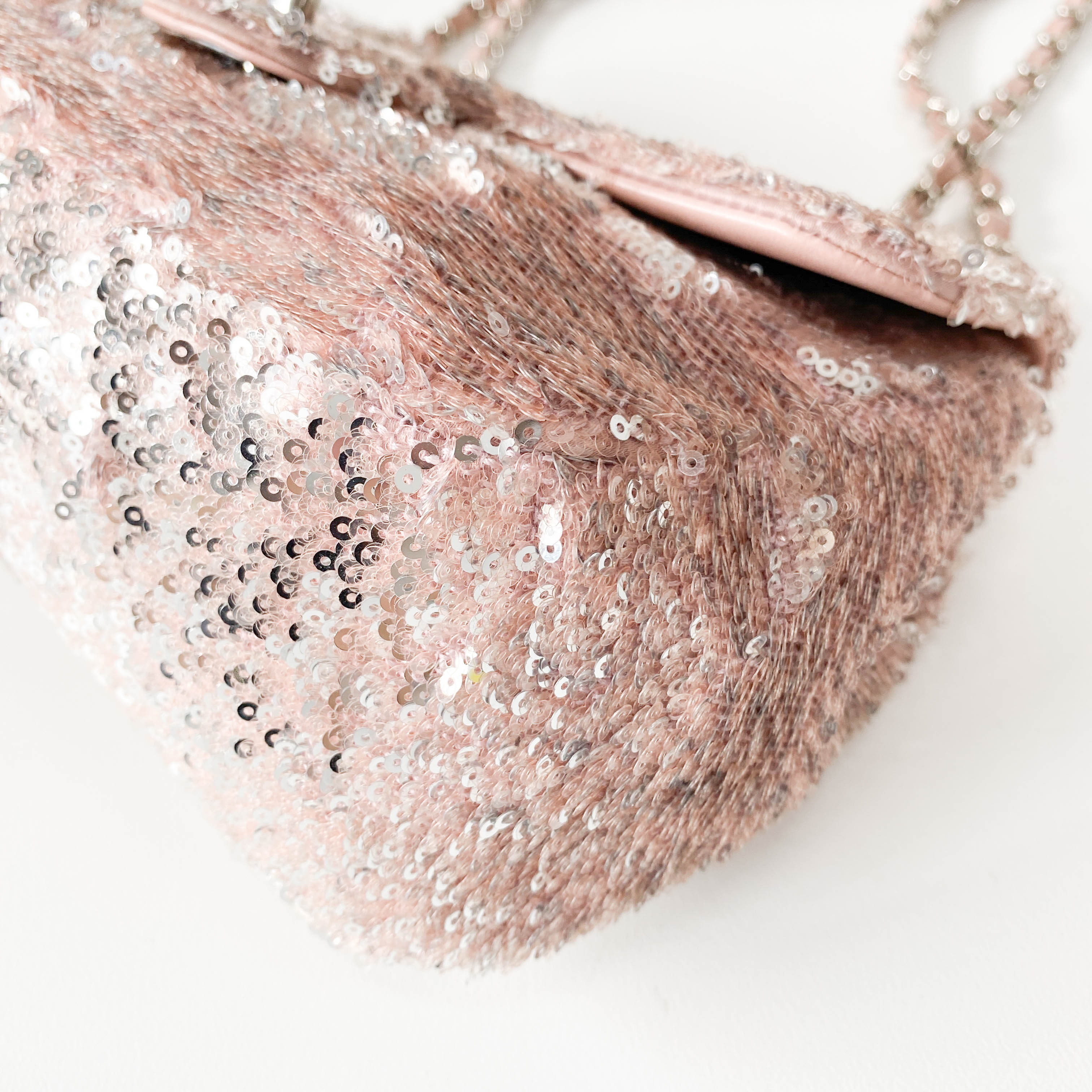 Timeless Classic Small Rose-gold Sequin Bag with Glitter CC Lock