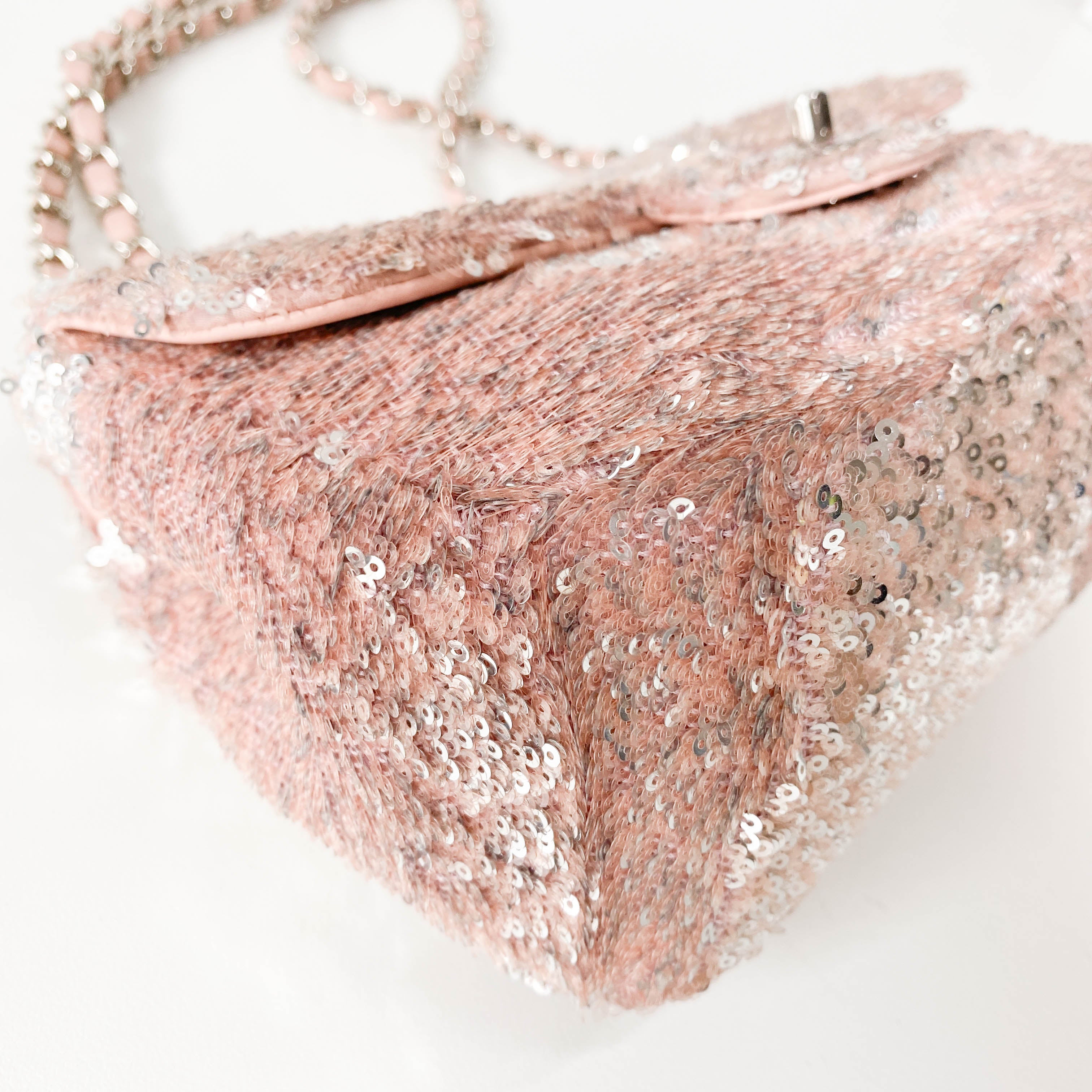 Timeless Classic Small Rose-gold Sequin Bag with Glitter CC Lock