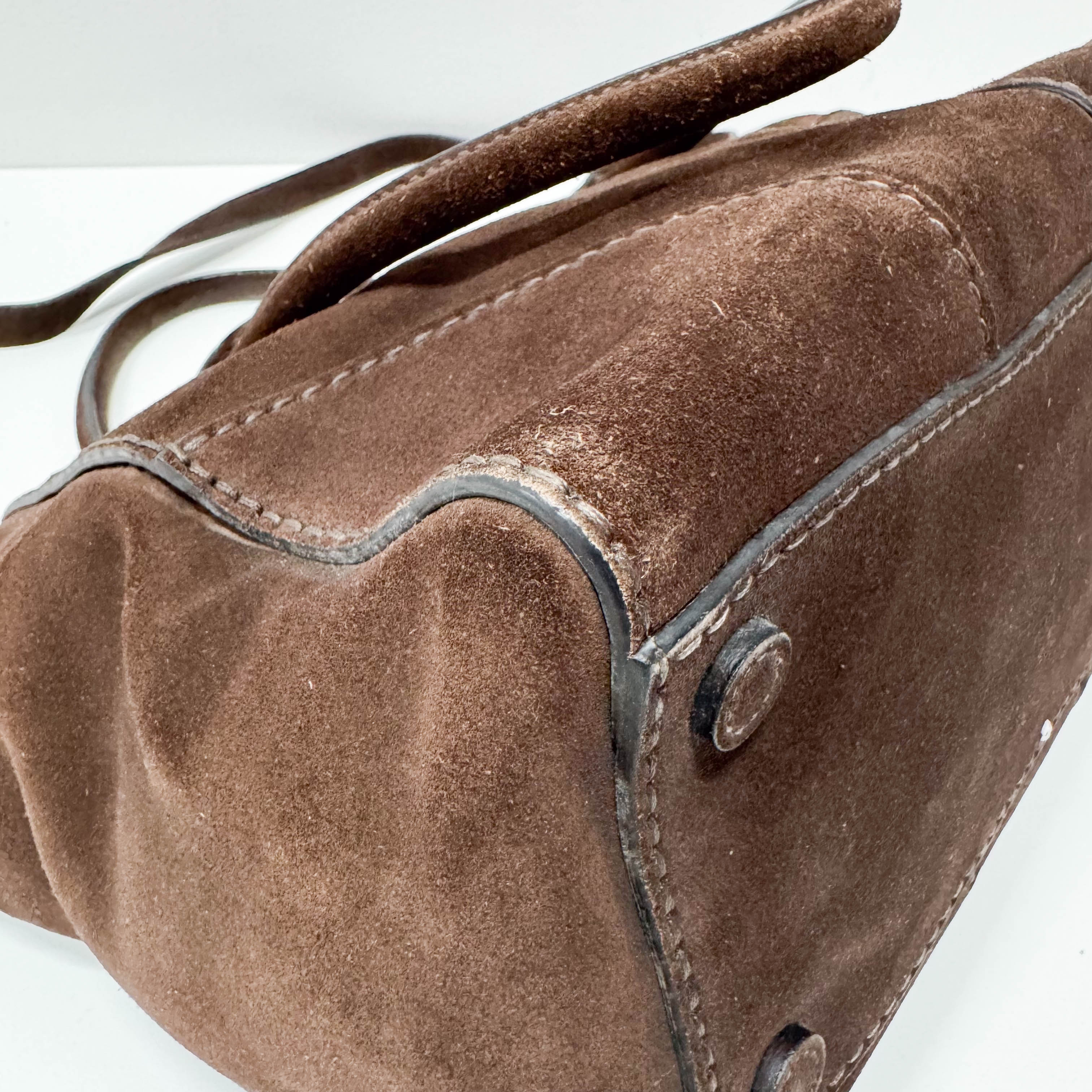 Brown Suede Two Way Bag