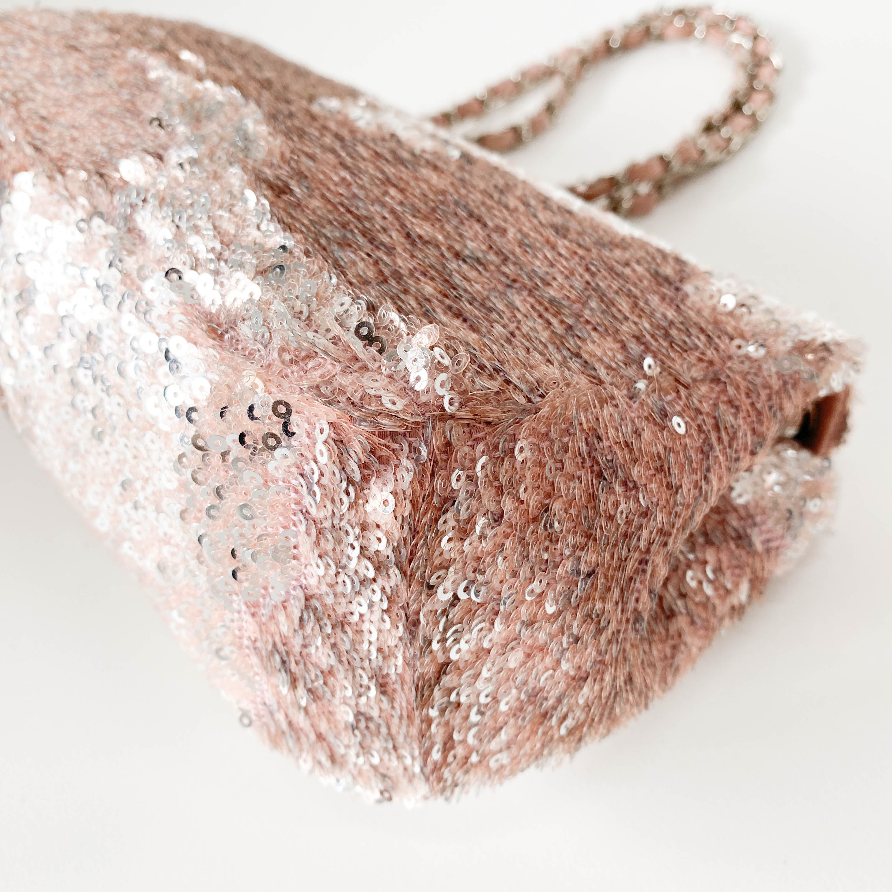 Timeless Classic Small Rose-gold Sequin Bag with Glitter CC Lock