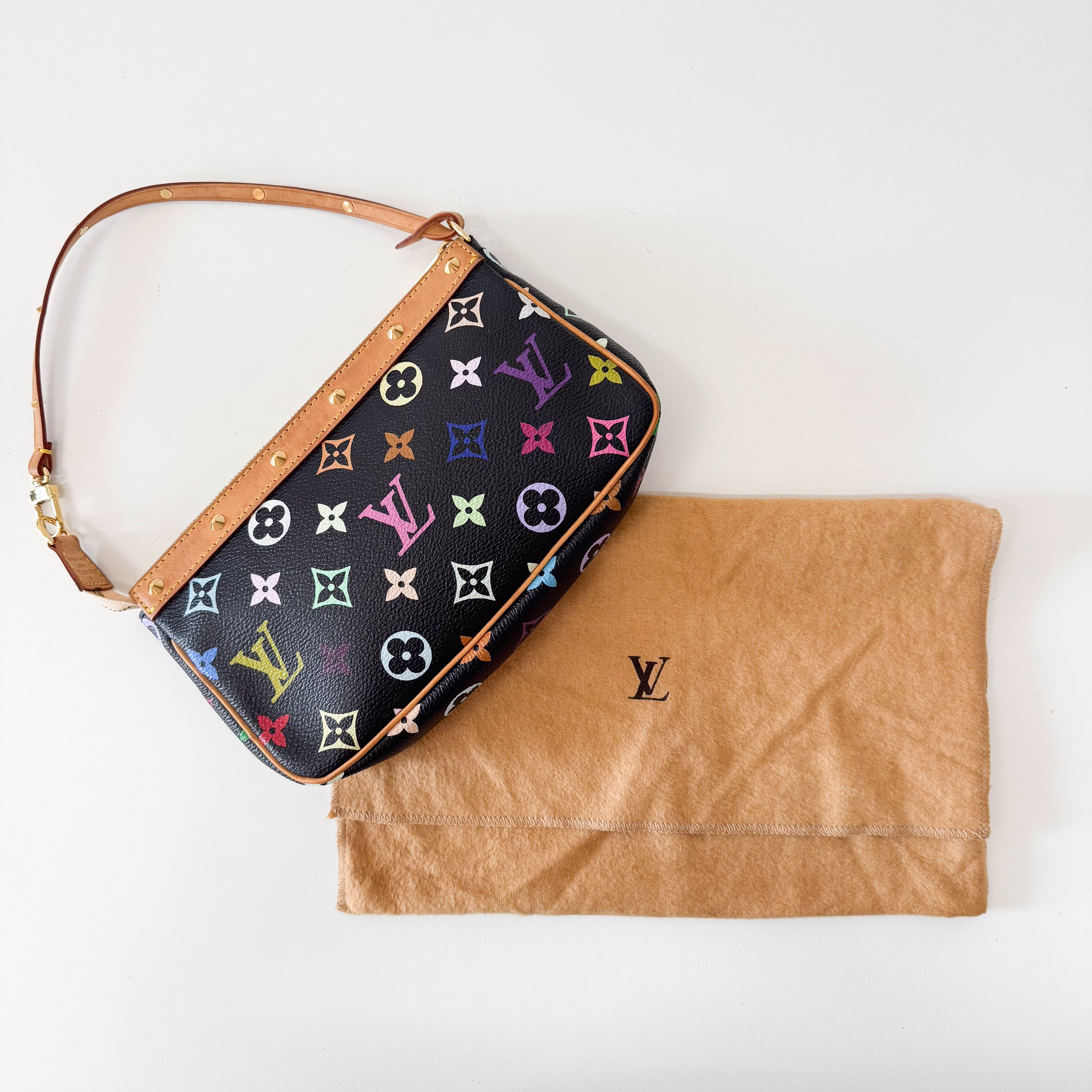 Takashi Murakami Pochette Accessoire Multi-colour Black Monogram Coated Canvas Bag