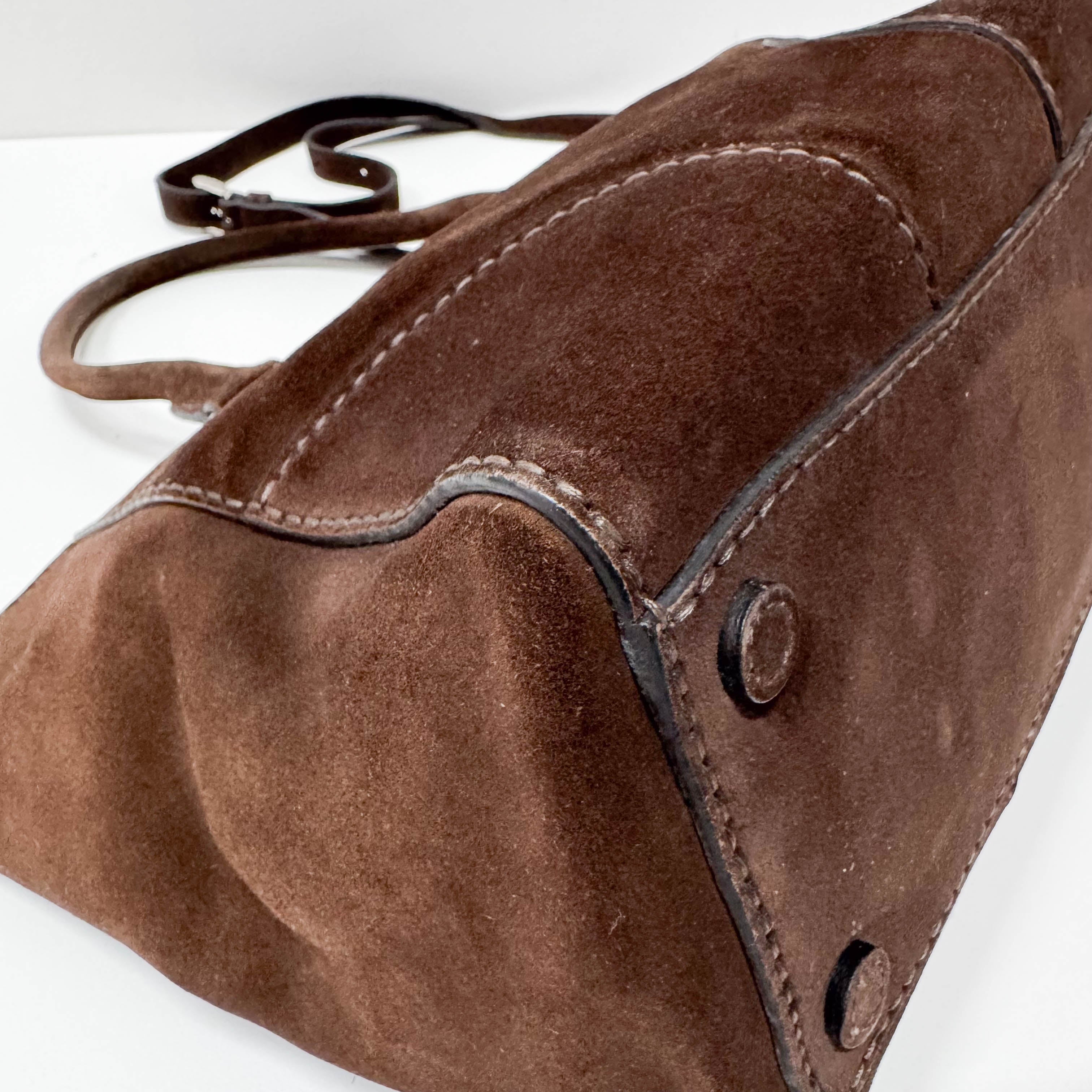Brown Suede Two Way Bag