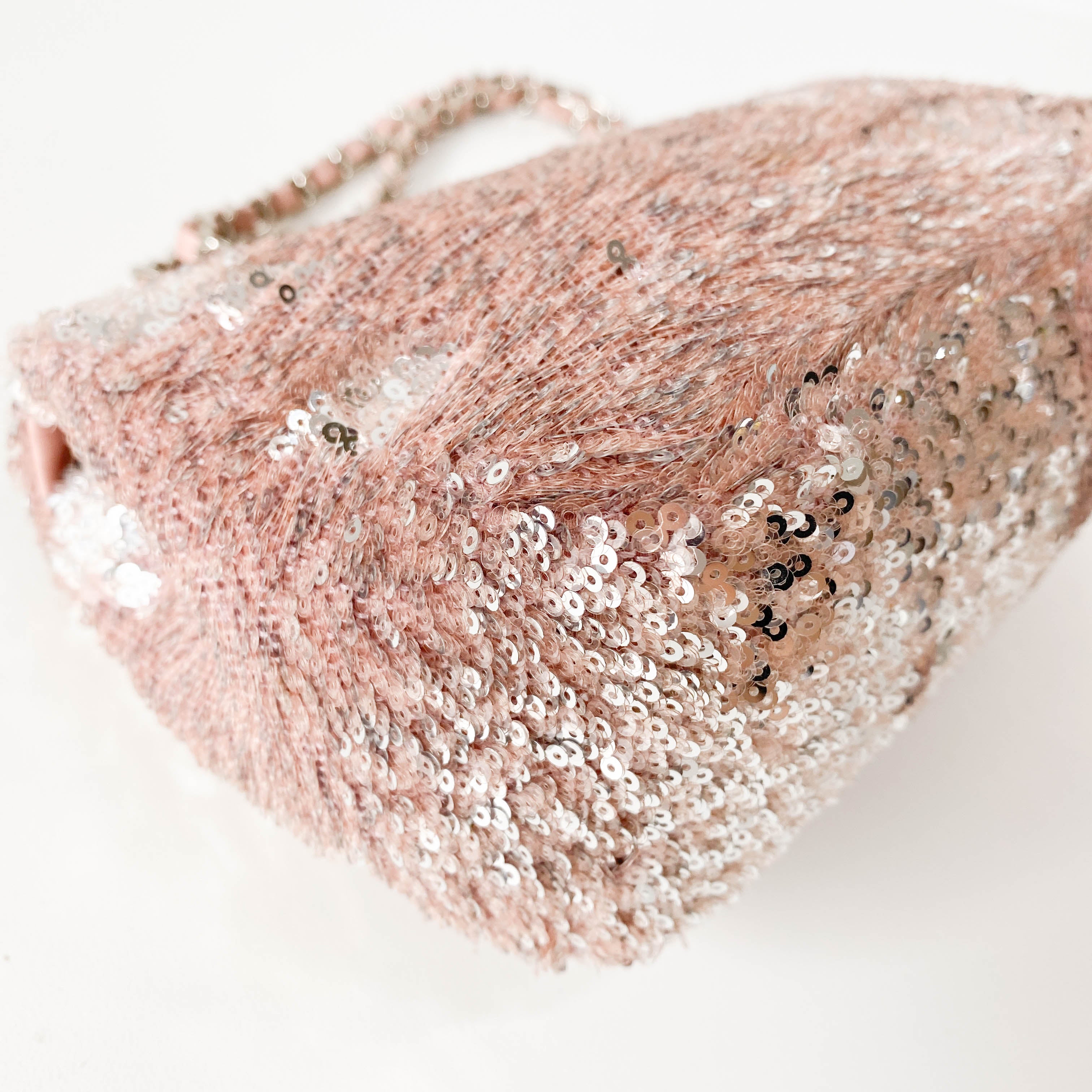 Timeless Classic Small Rose-gold Sequin Bag with Glitter CC Lock