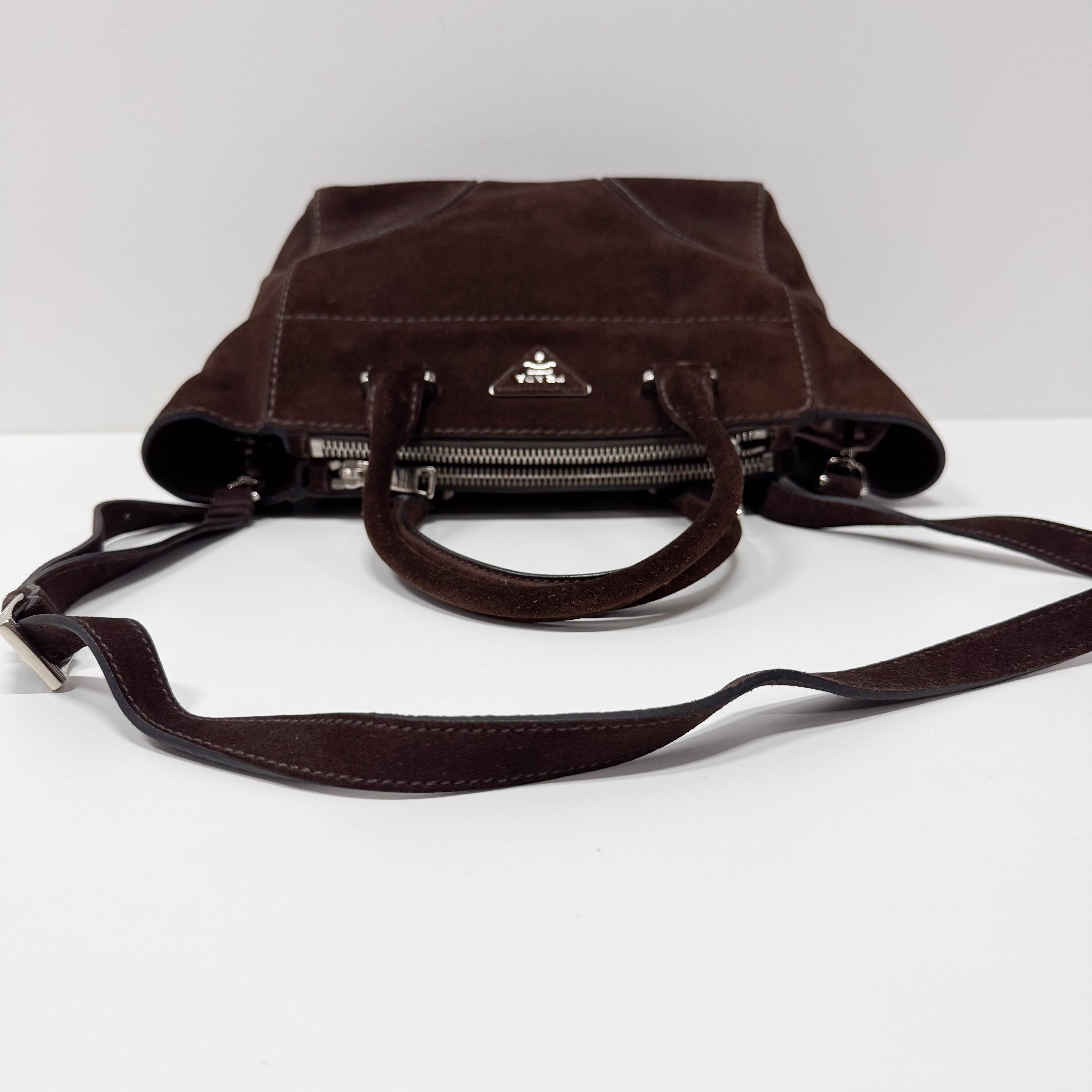 Brown Suede Two Way Bag