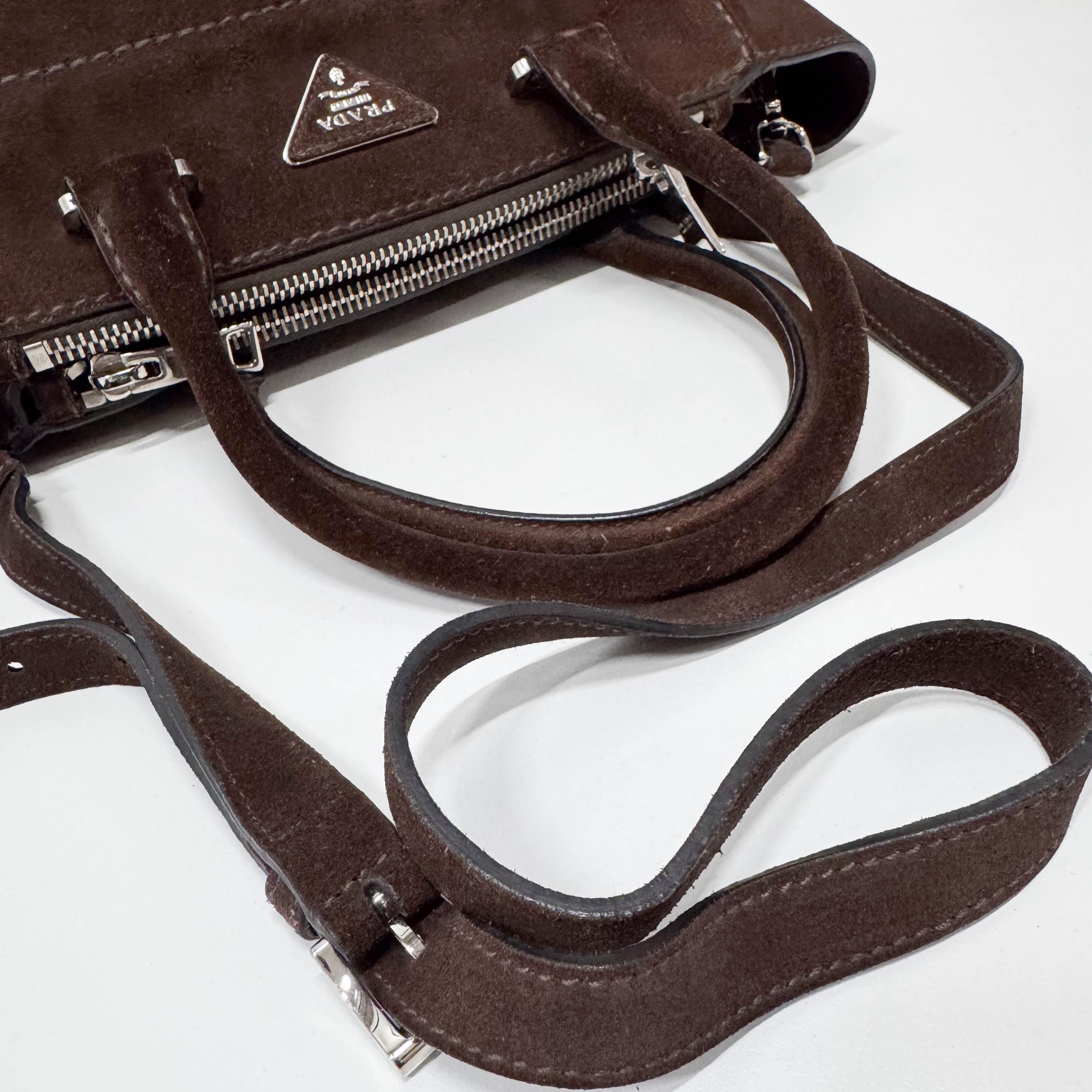 Brown Suede Two Way Bag