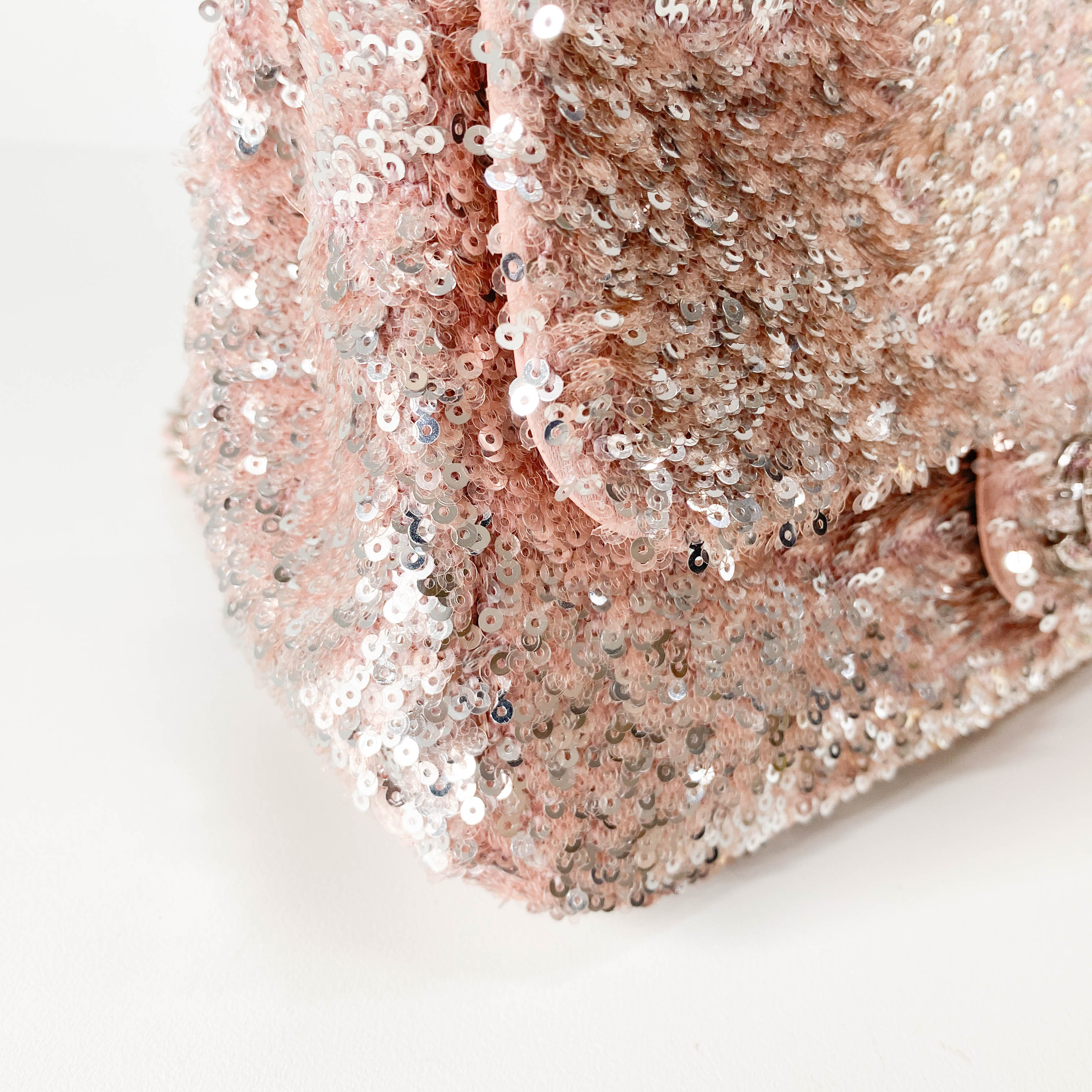 Timeless Classic Small Rose-gold Sequin Bag with Glitter CC Lock