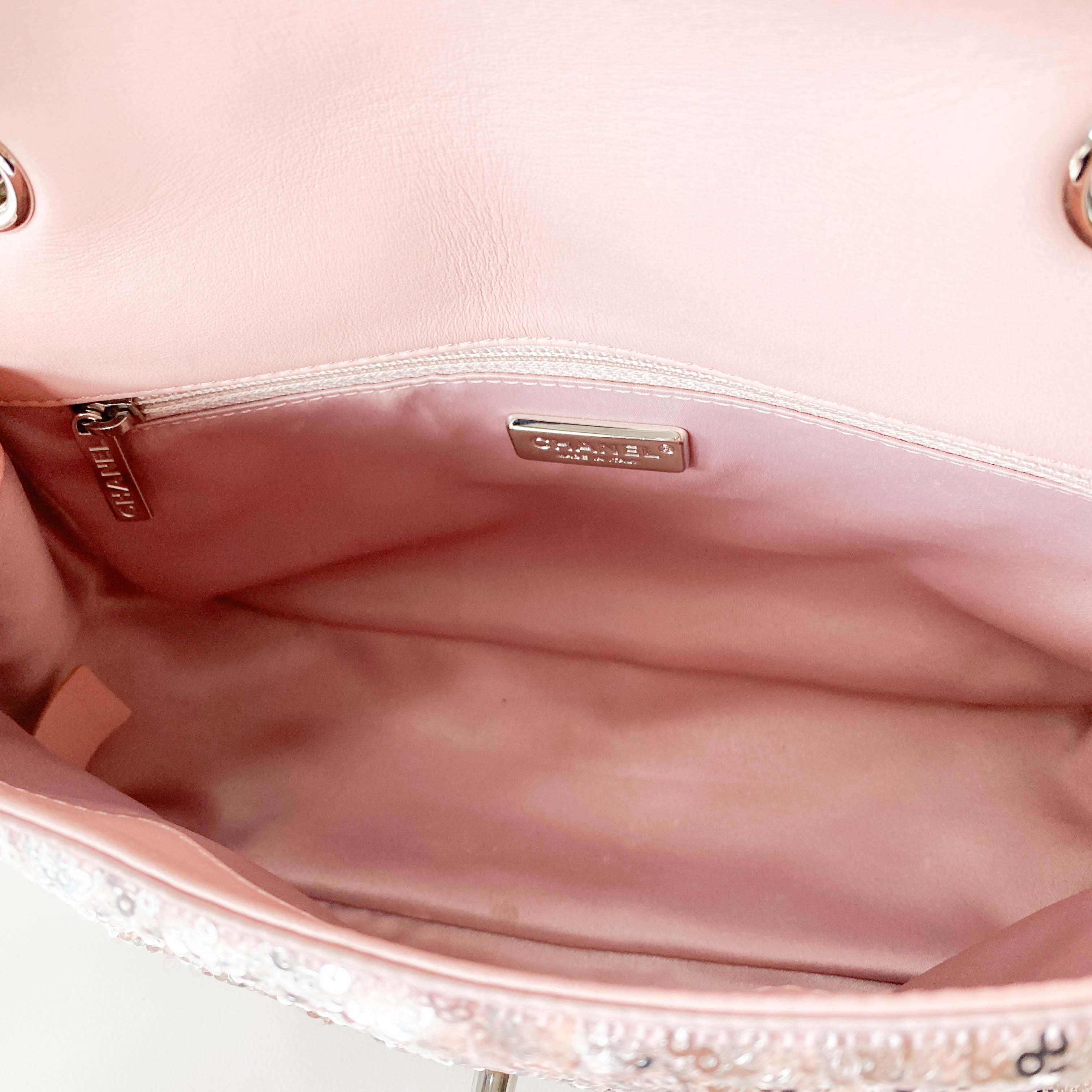 Timeless Classic Small Rose-gold Sequin Bag with Glitter CC Lock