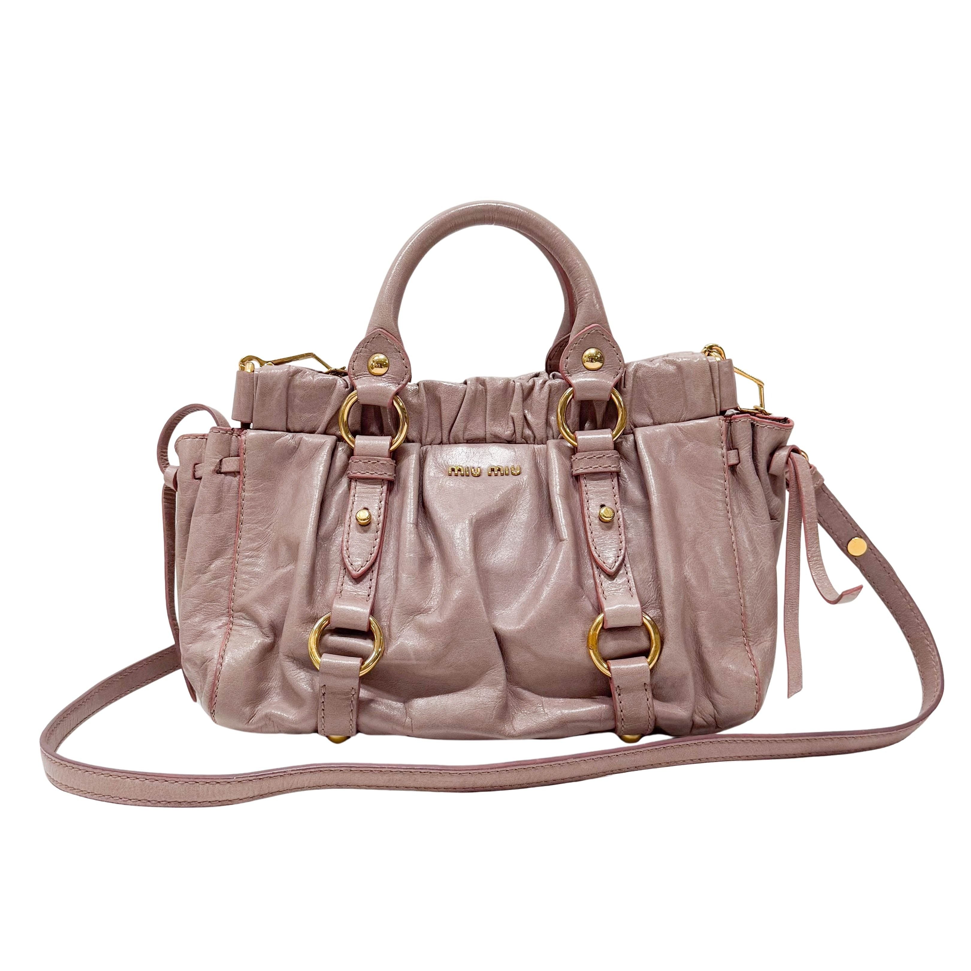 Vitello Pink Calfskin Leather Two Way Bag