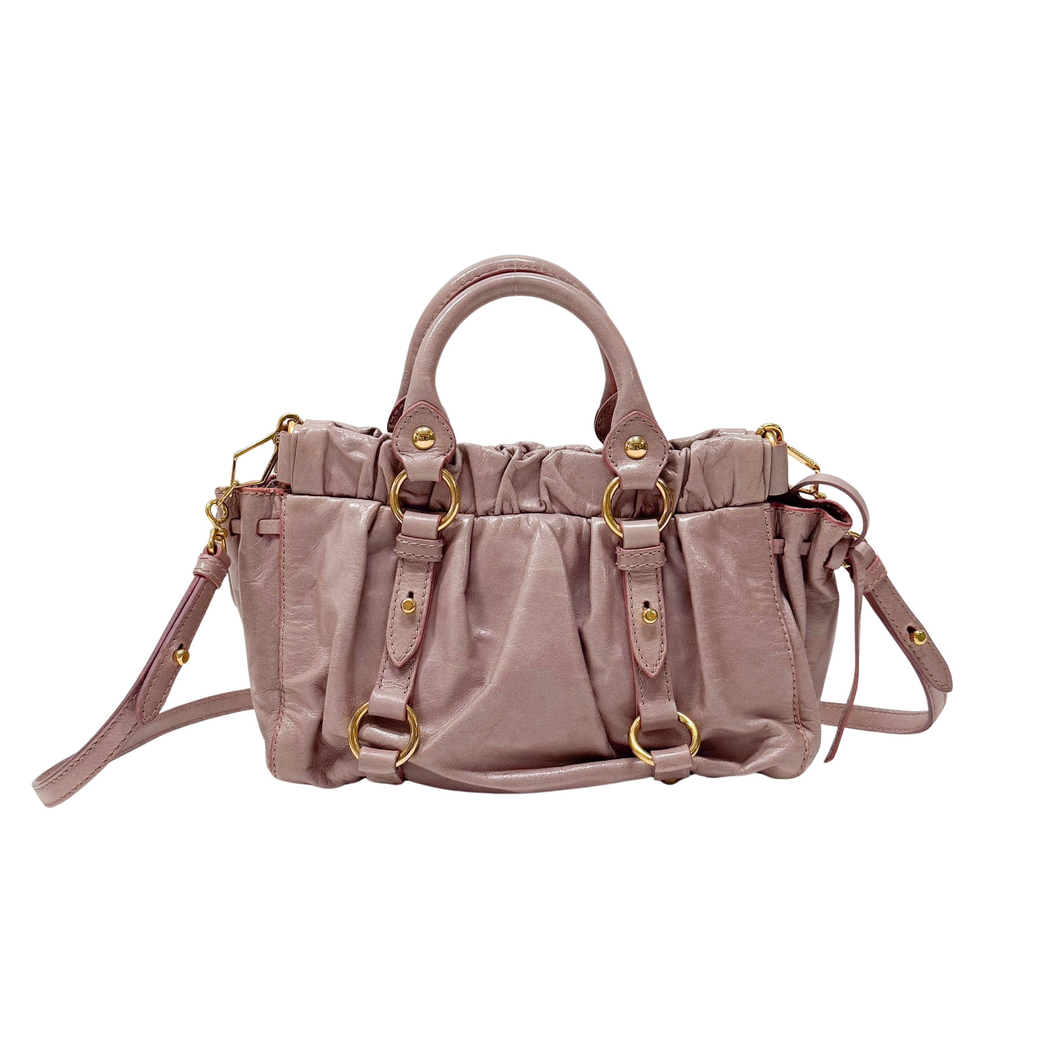 Vitello Pink Calfskin Leather Two Way Bag