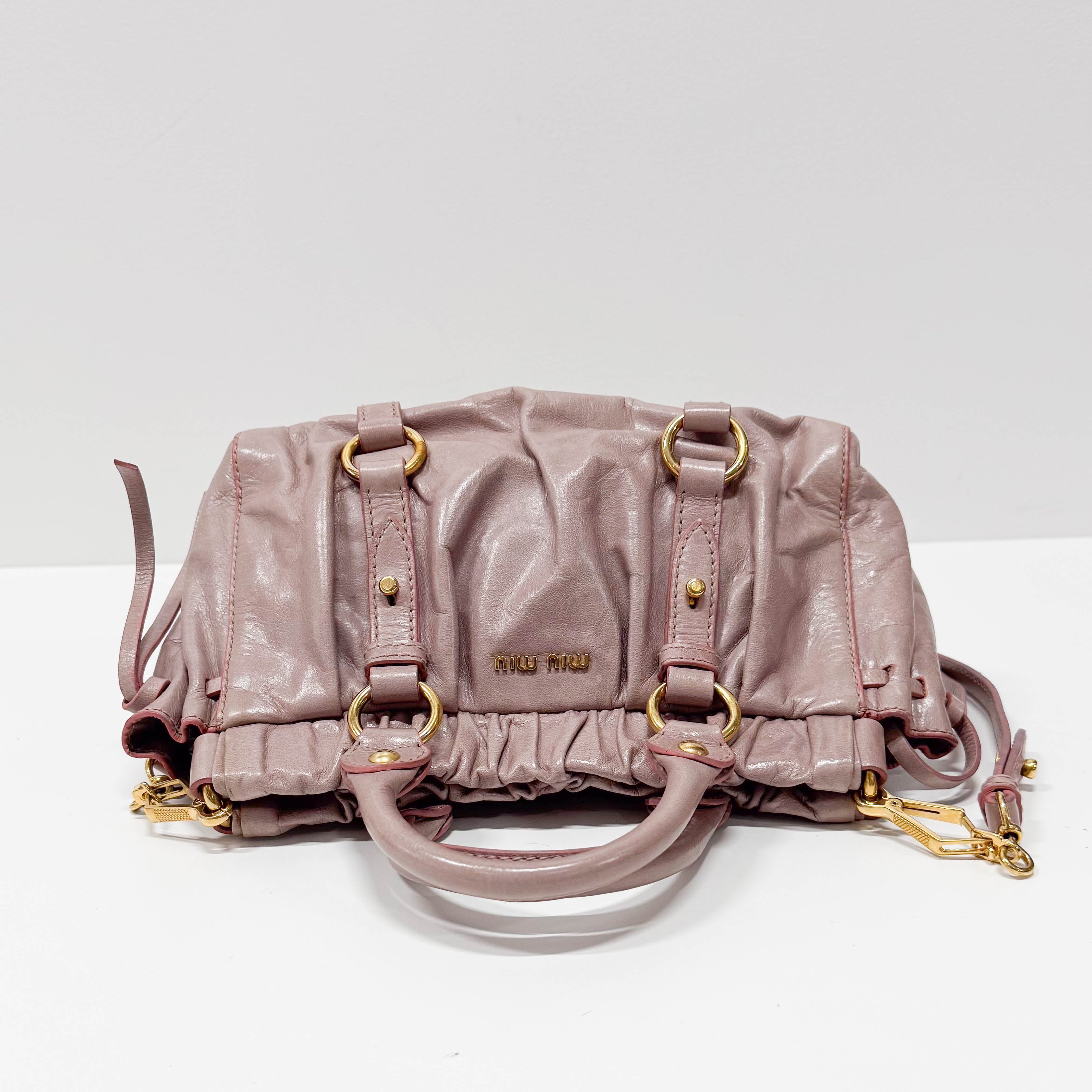 Vitello Pink Calfskin Leather Two Way Bag